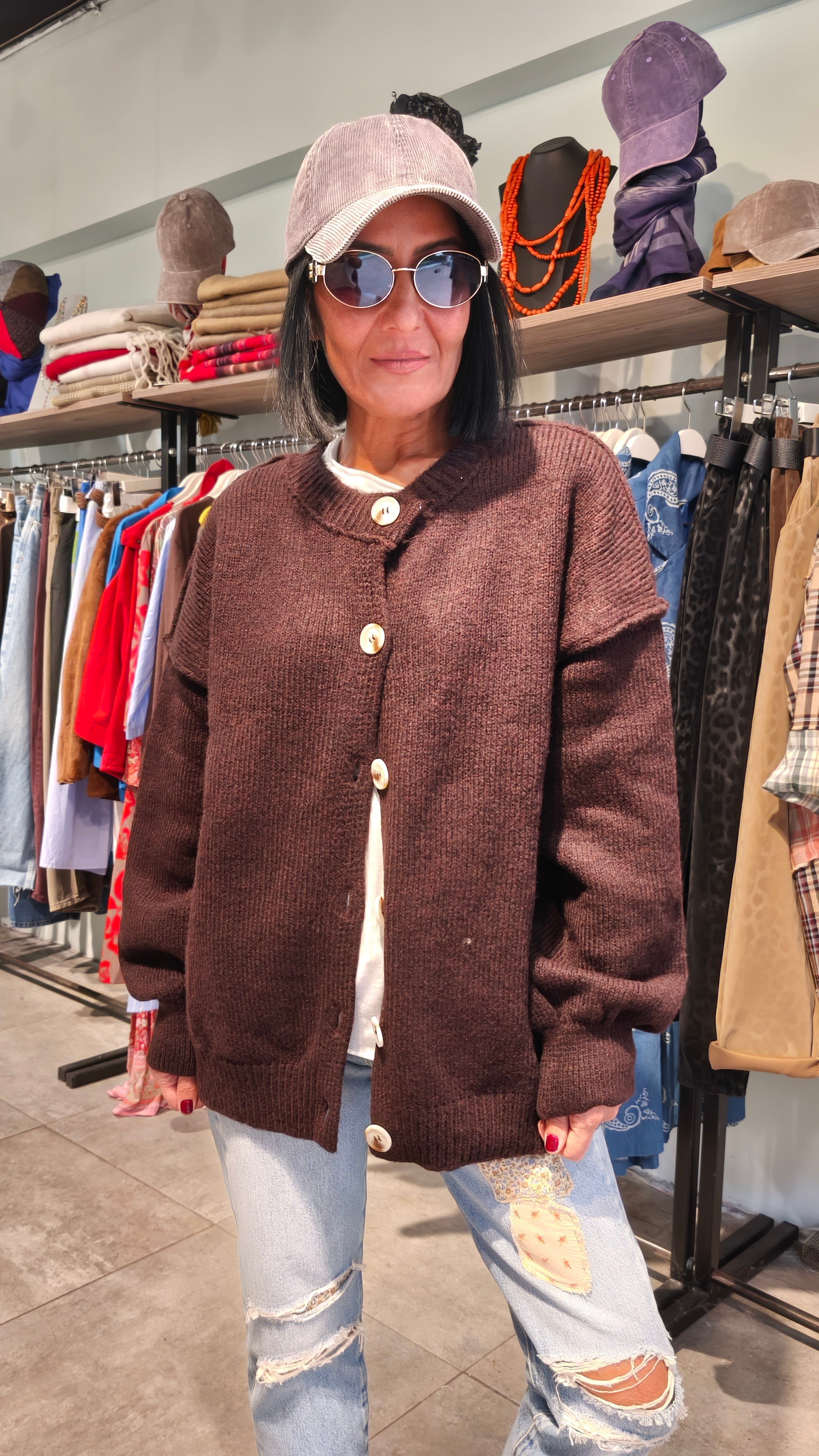 Mürdüm Oversize Hırka