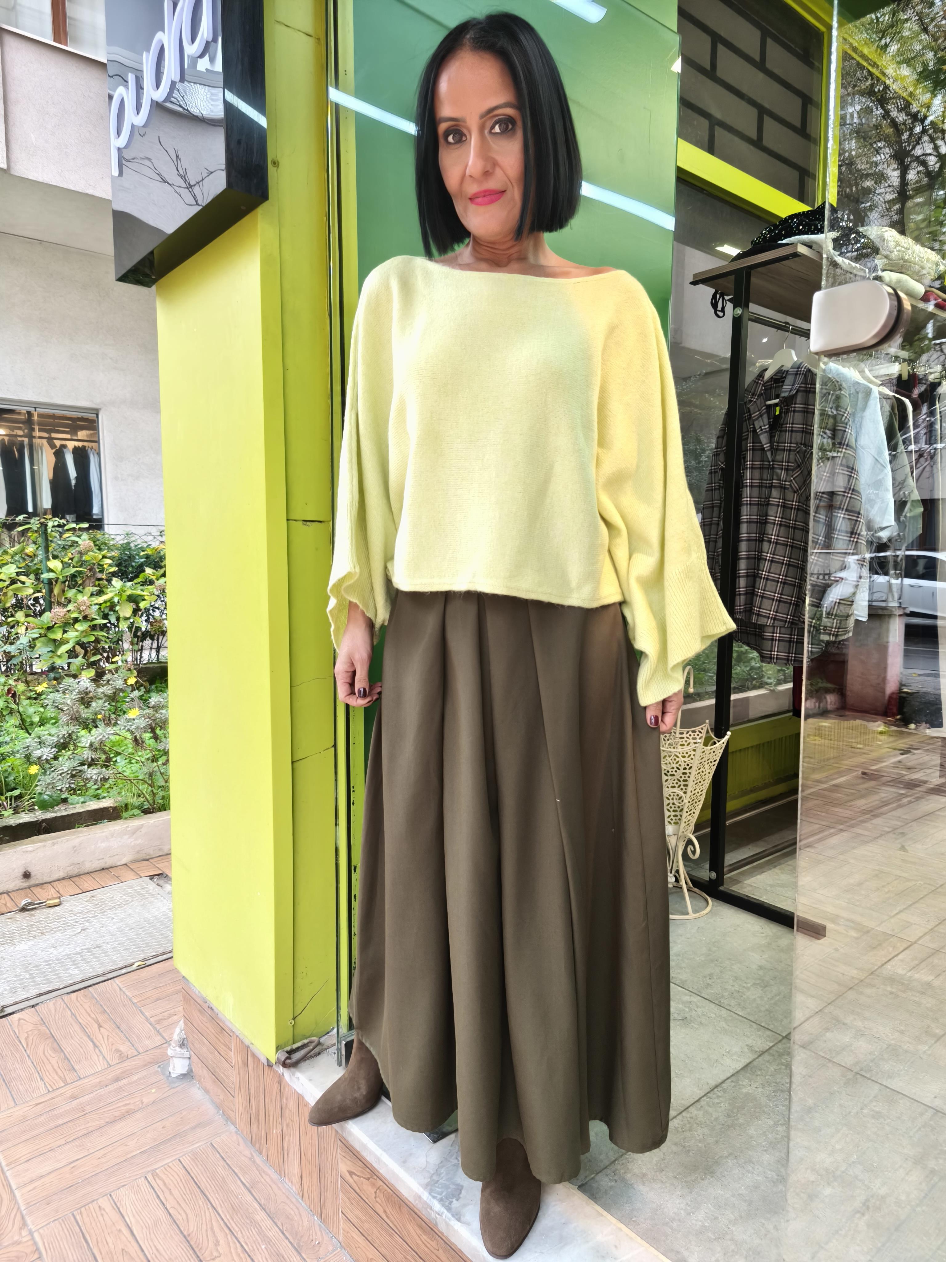 Neon Sarı Kısa Kazak