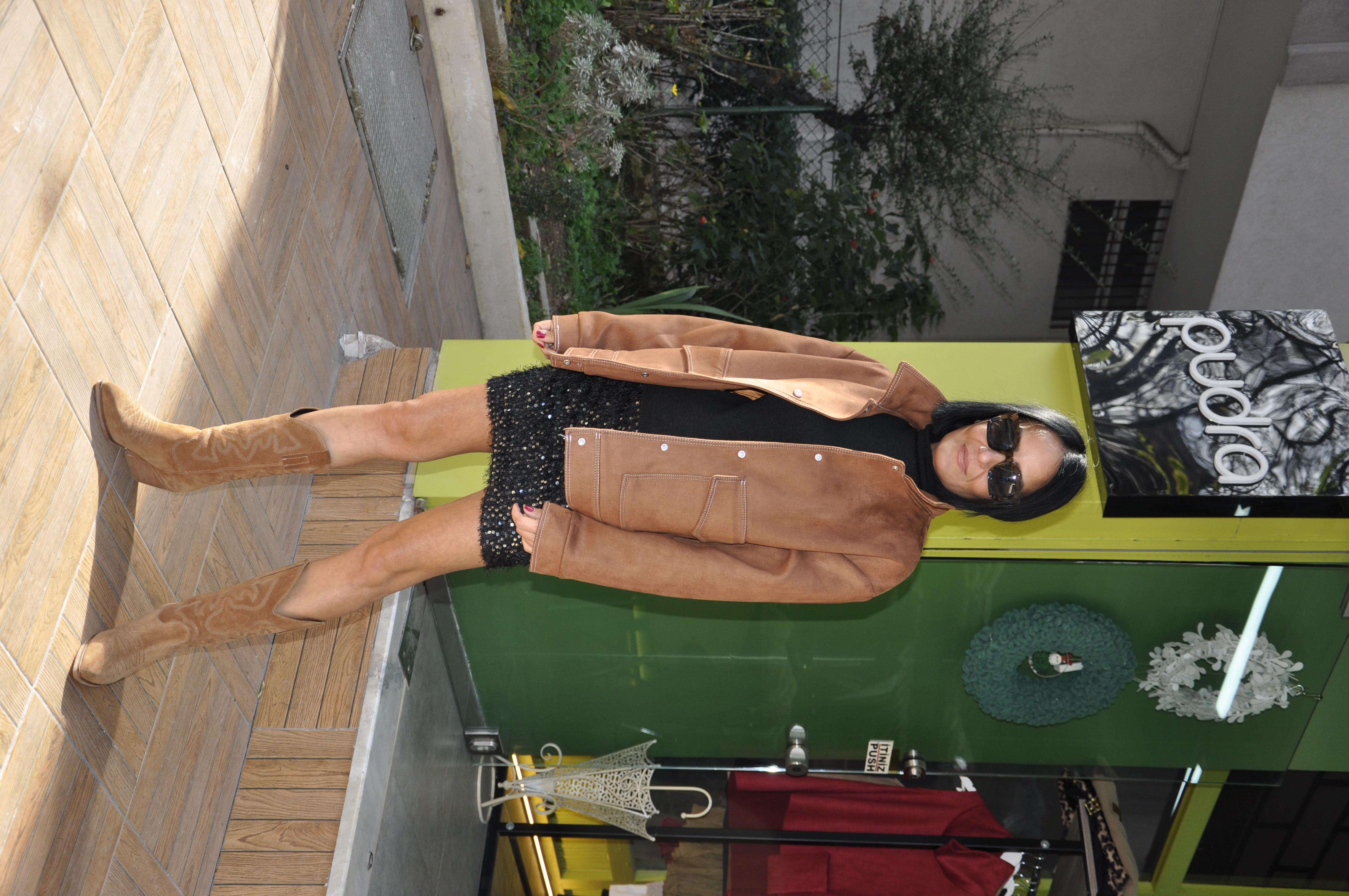 Siyah Simli Mini Etek