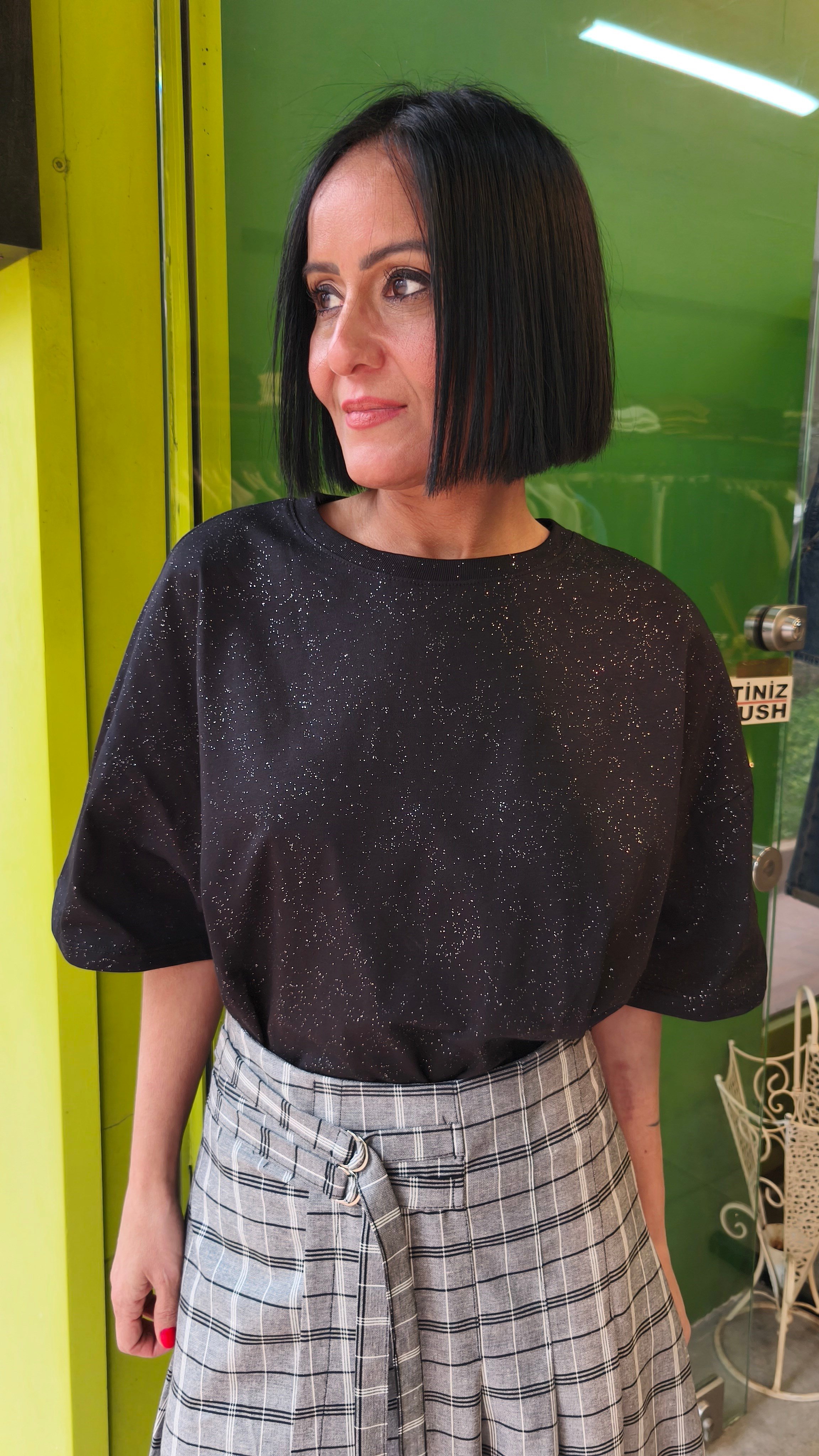 Siyah Simli Tişört