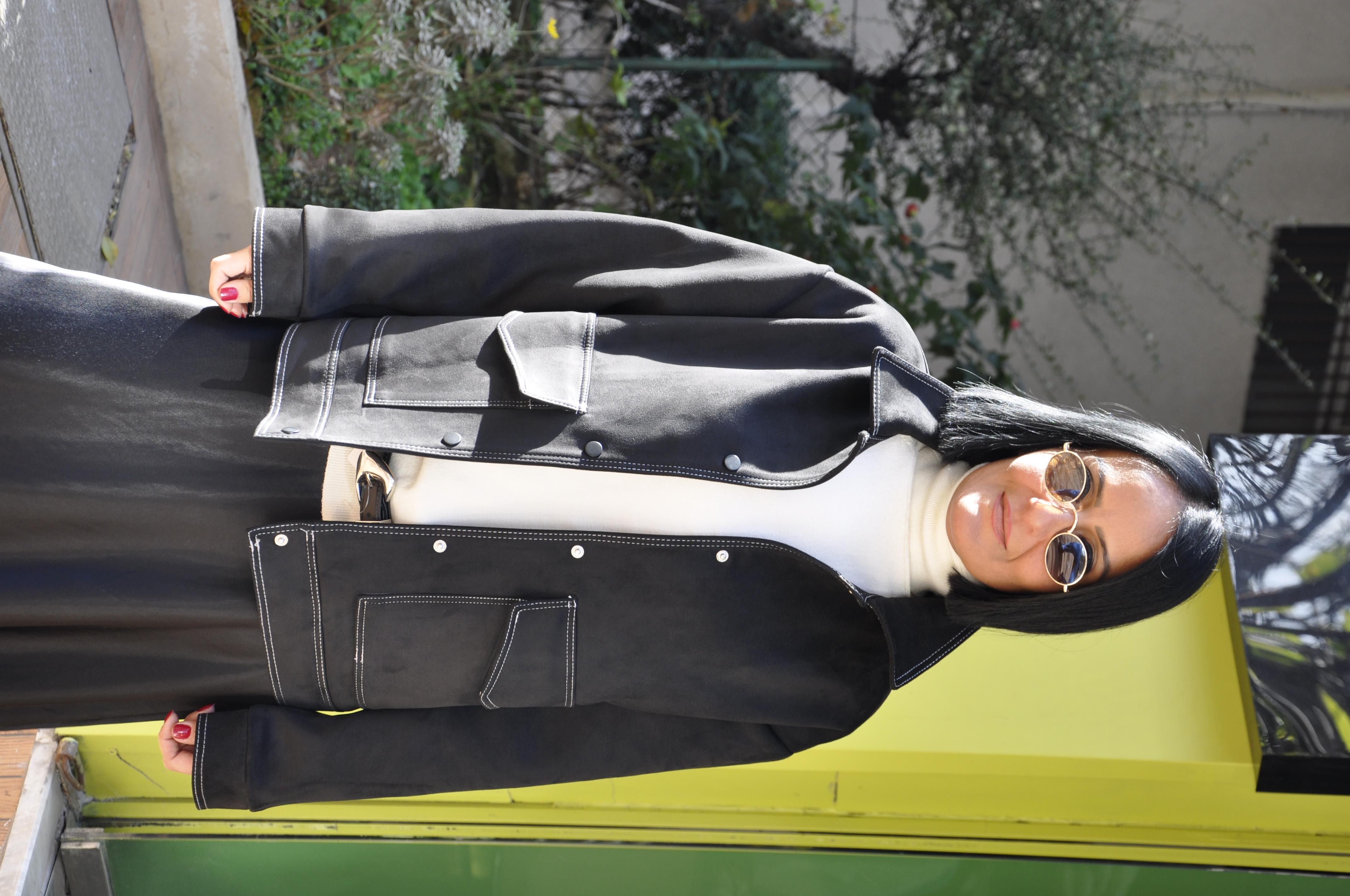 Siyah Süet Oversize Ceket
