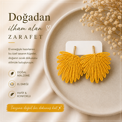 Sarı İnci Detaylı Kelebek Küpe