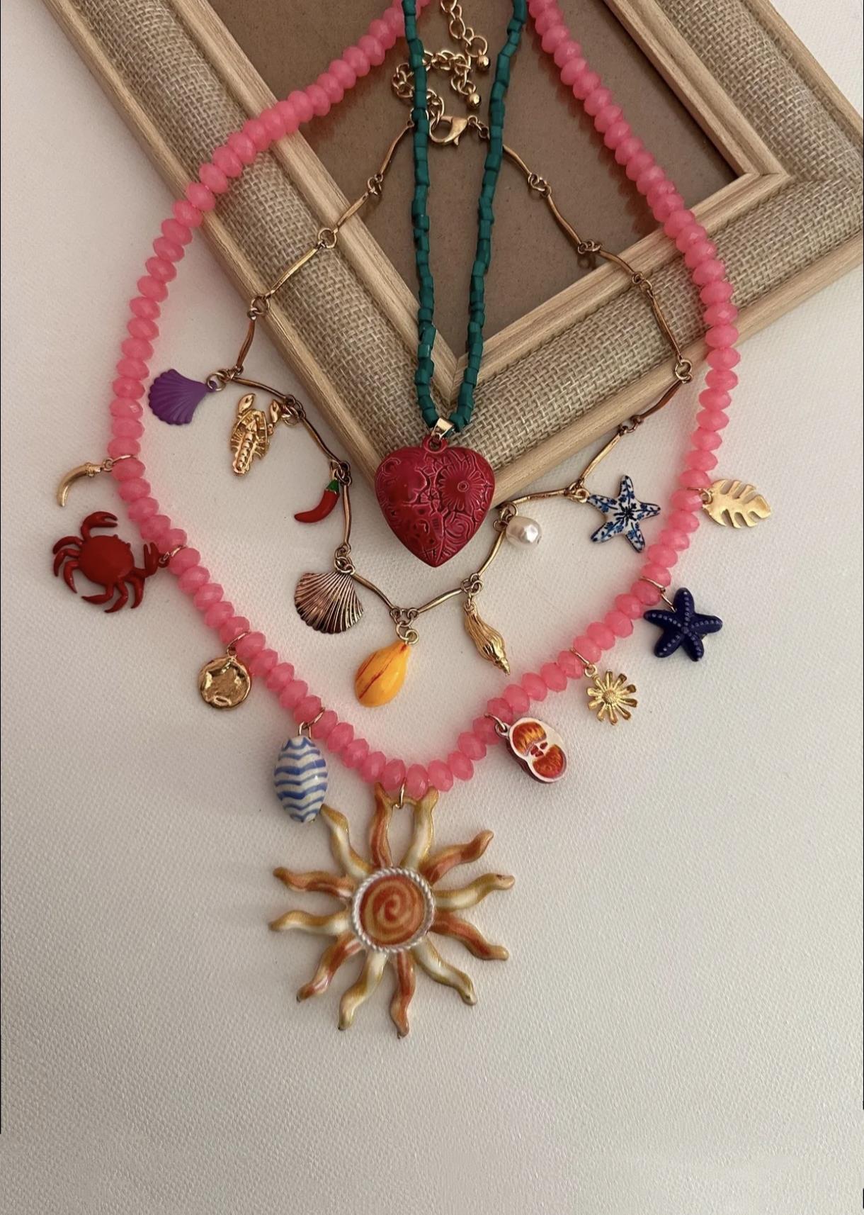 3’lü Charmlı Boncuklu Kolye