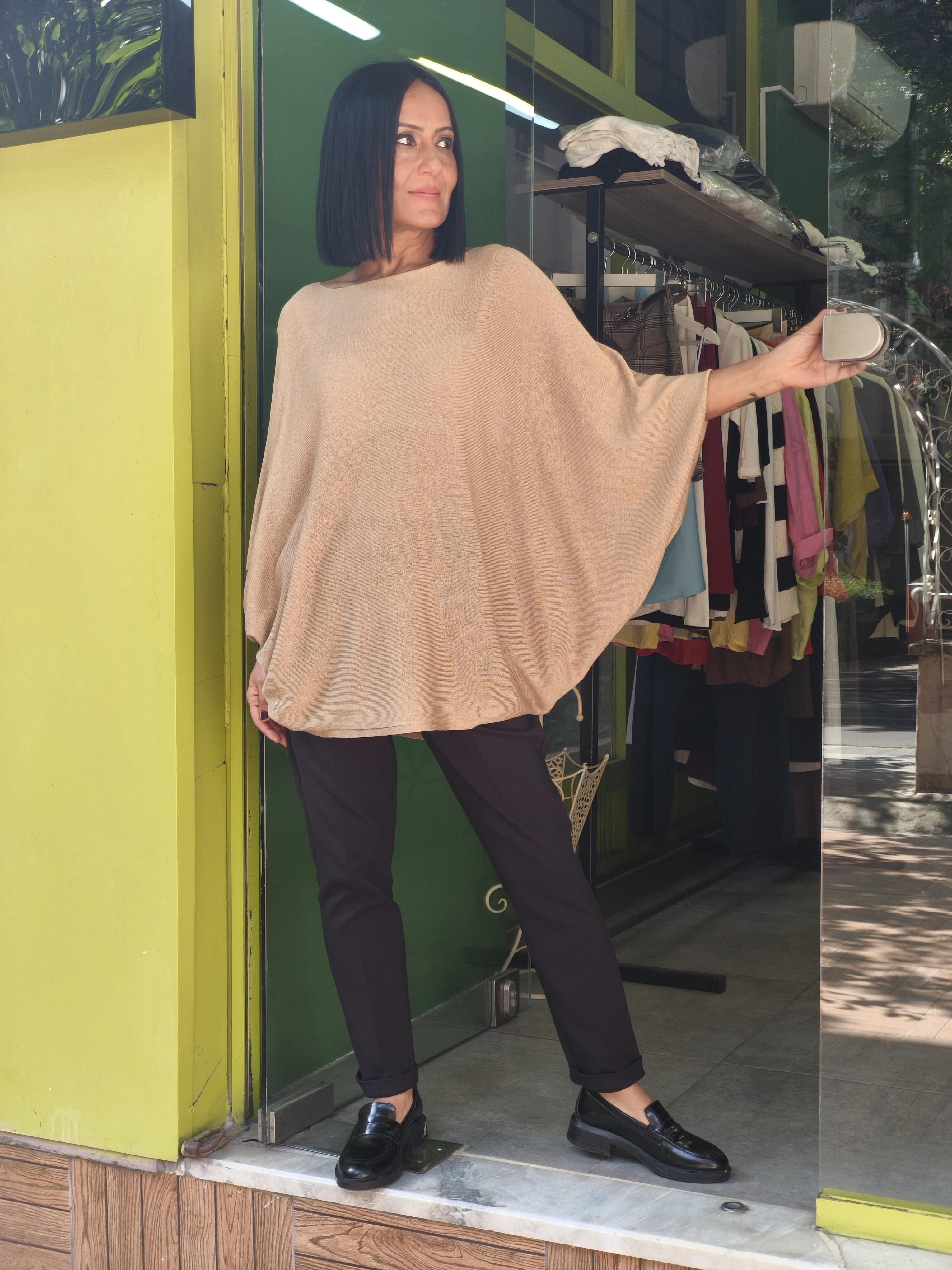 Bej Yarasa Kol Triko