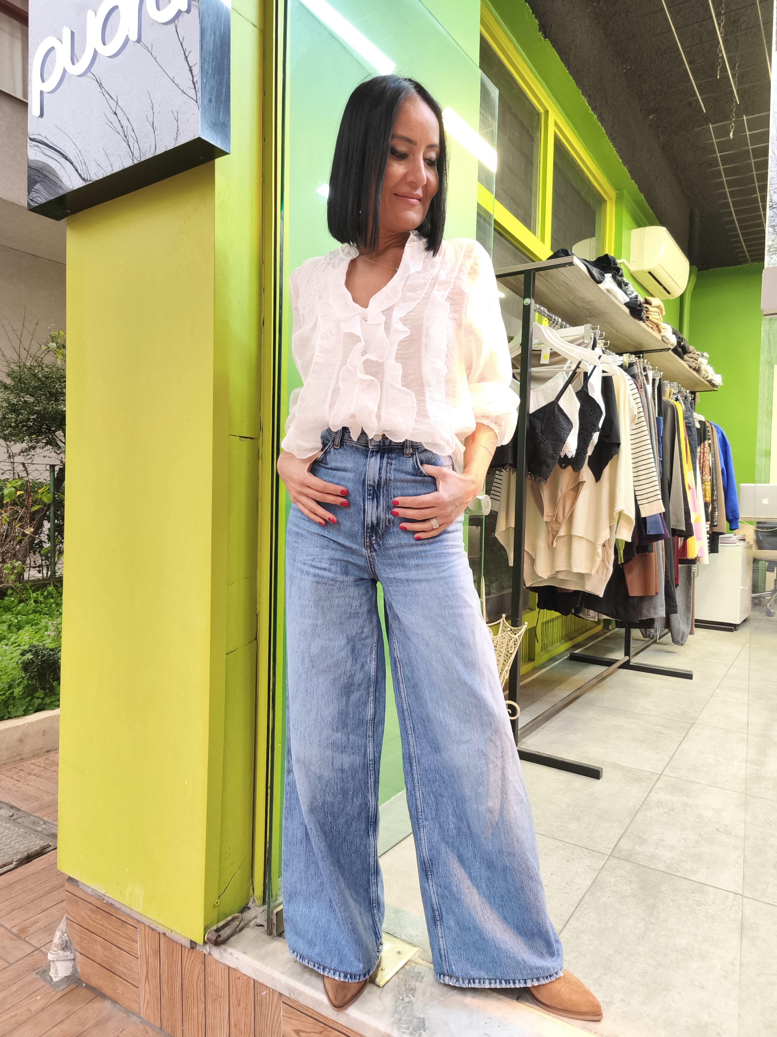 Beyaz Transparan Bluz