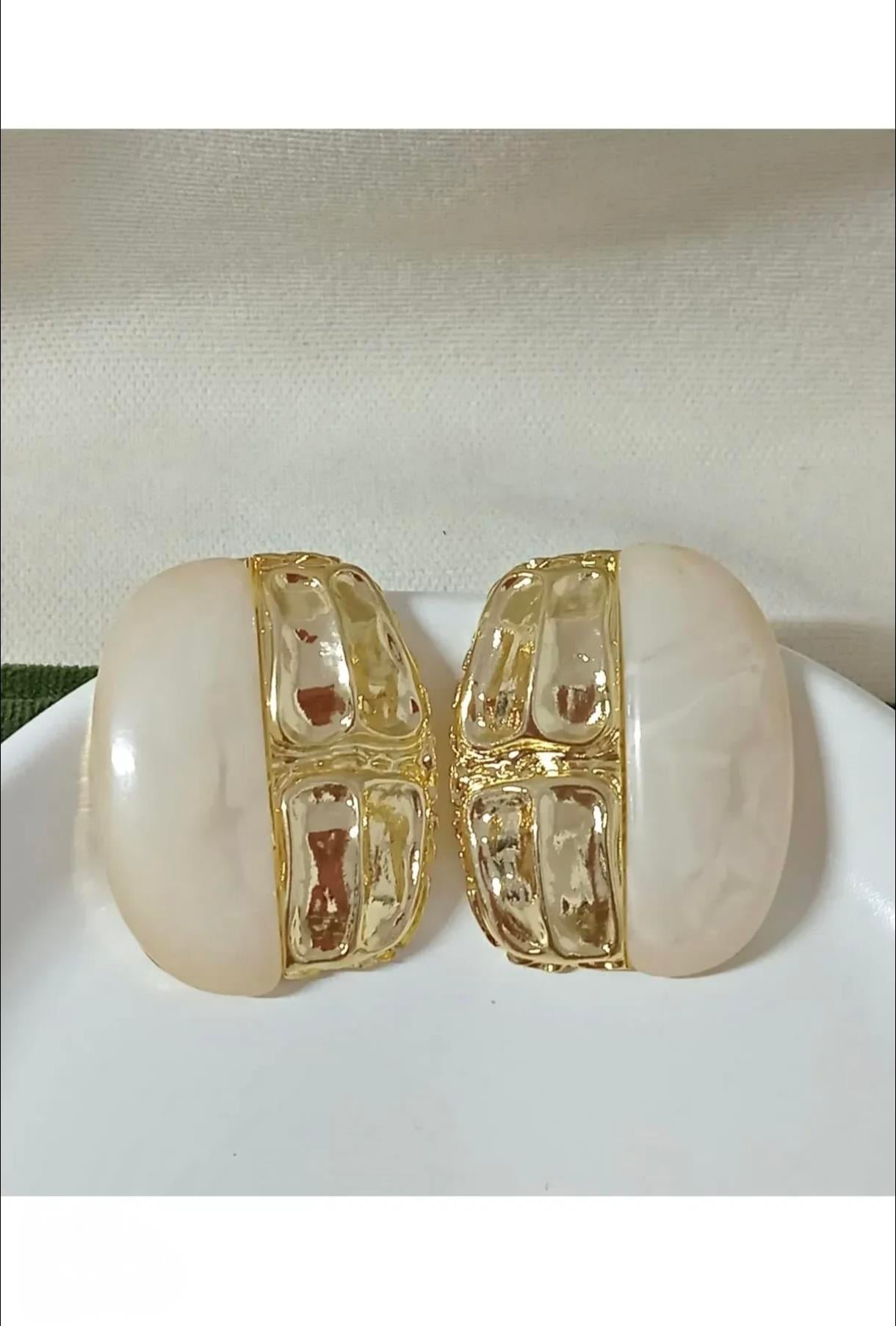 Beyaz&Gold Plaka Küpe