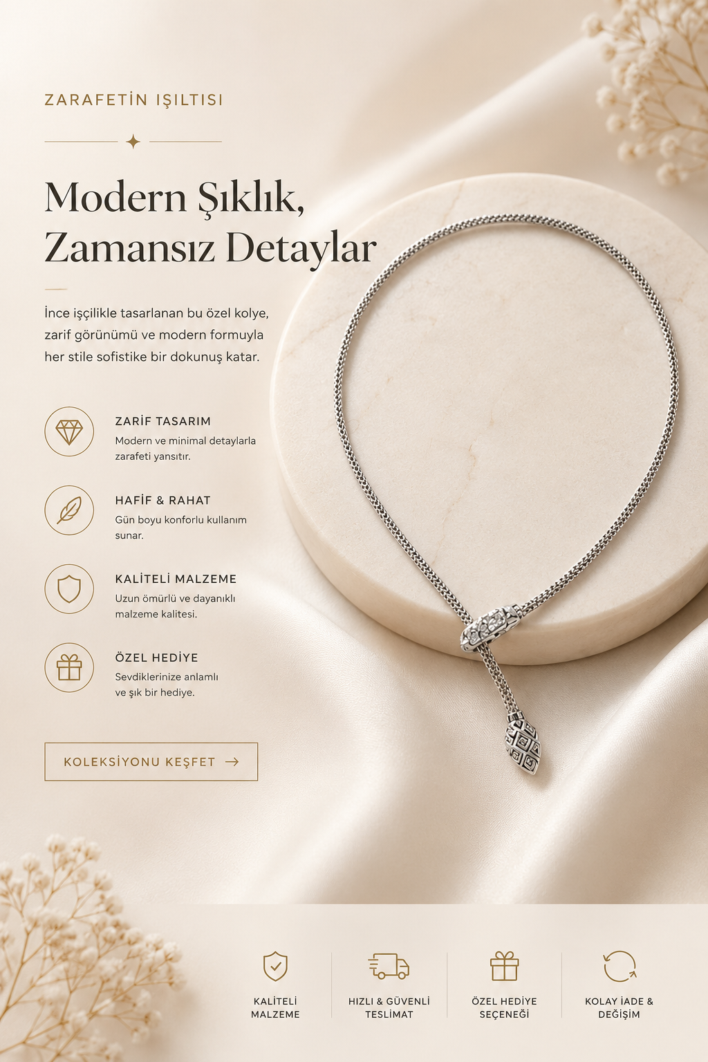 Bordo Halat Gold Kolye