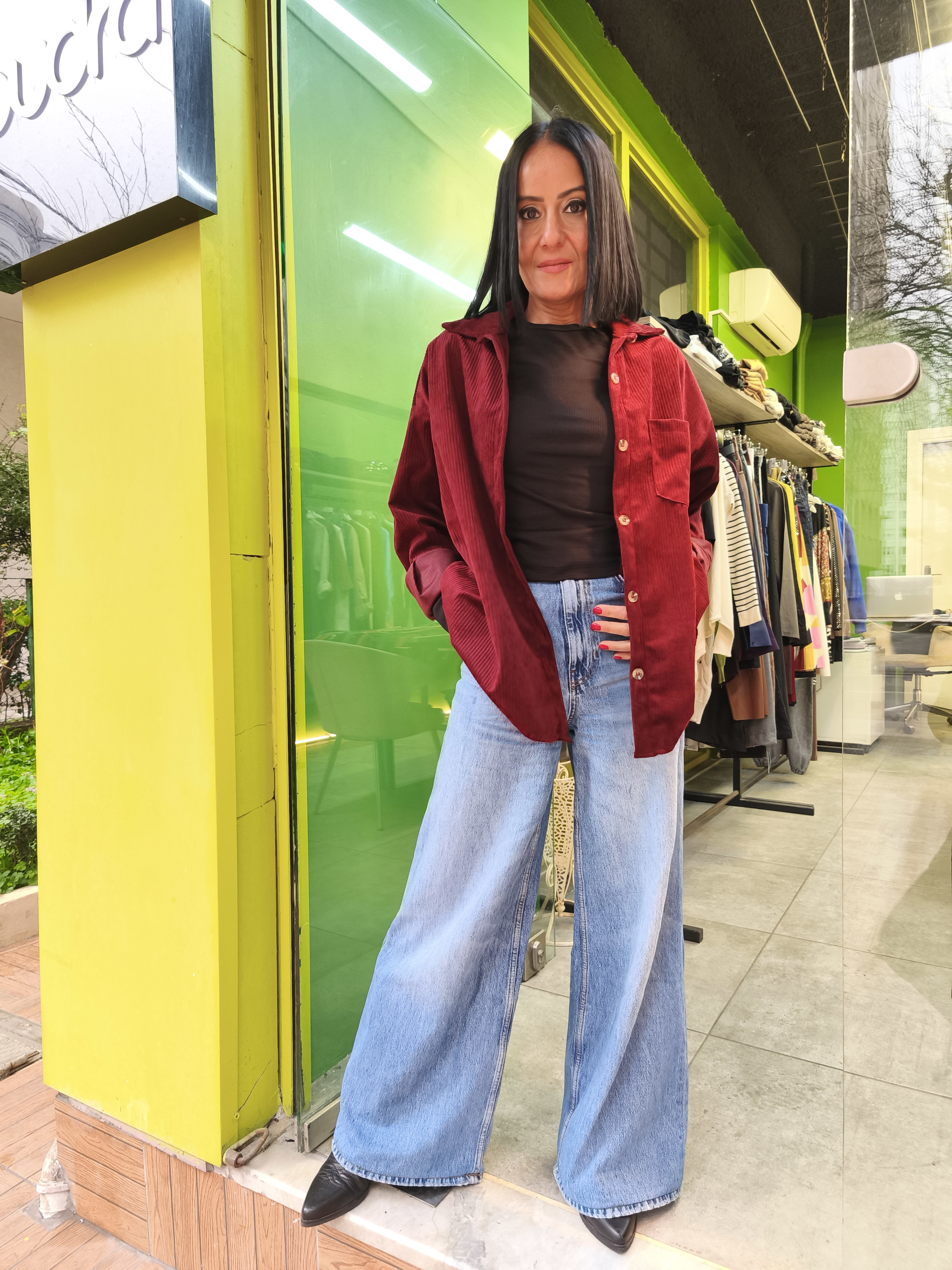 Bordo Kadife Gömlek