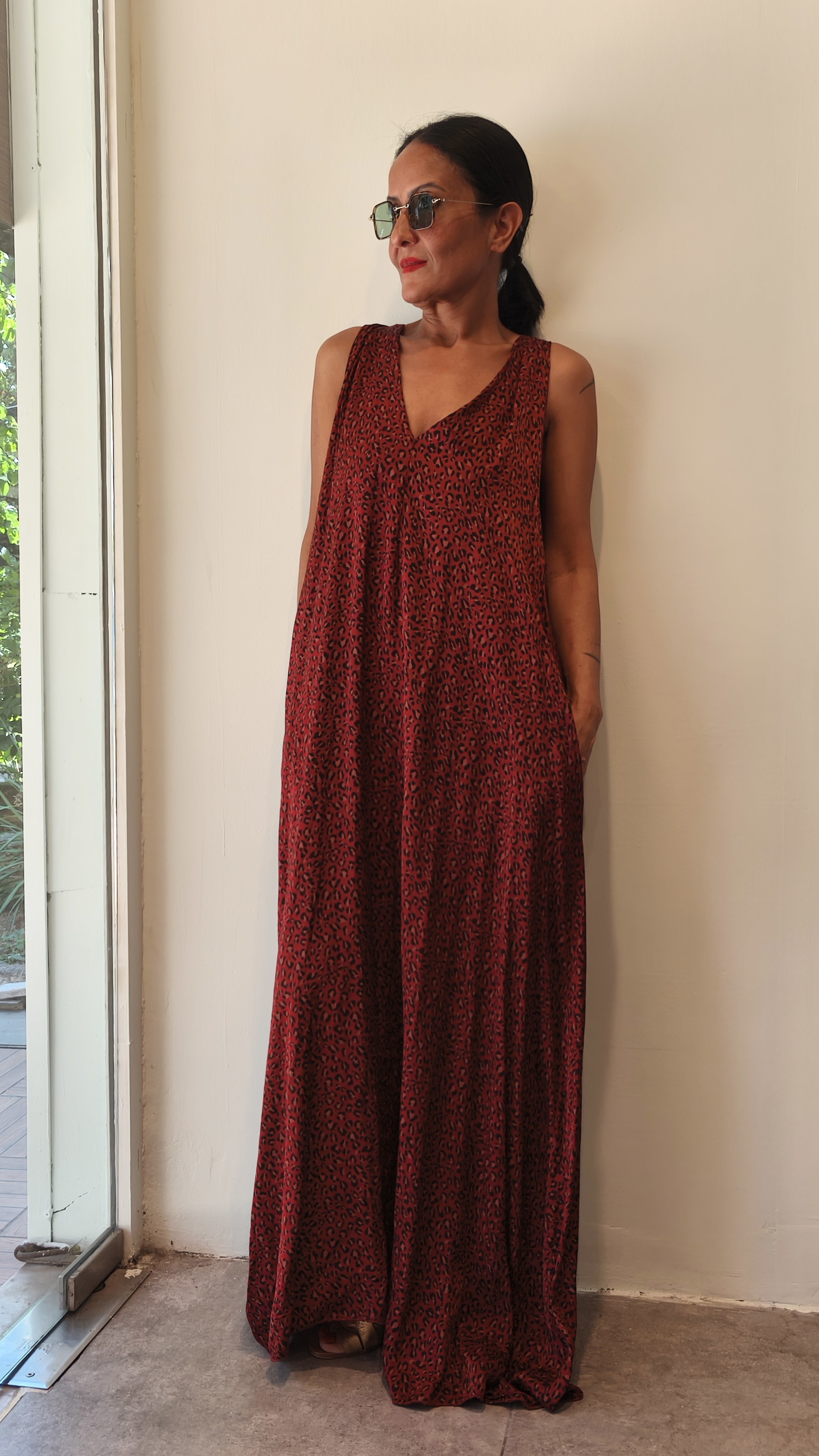 Bordo Leopar Elbise