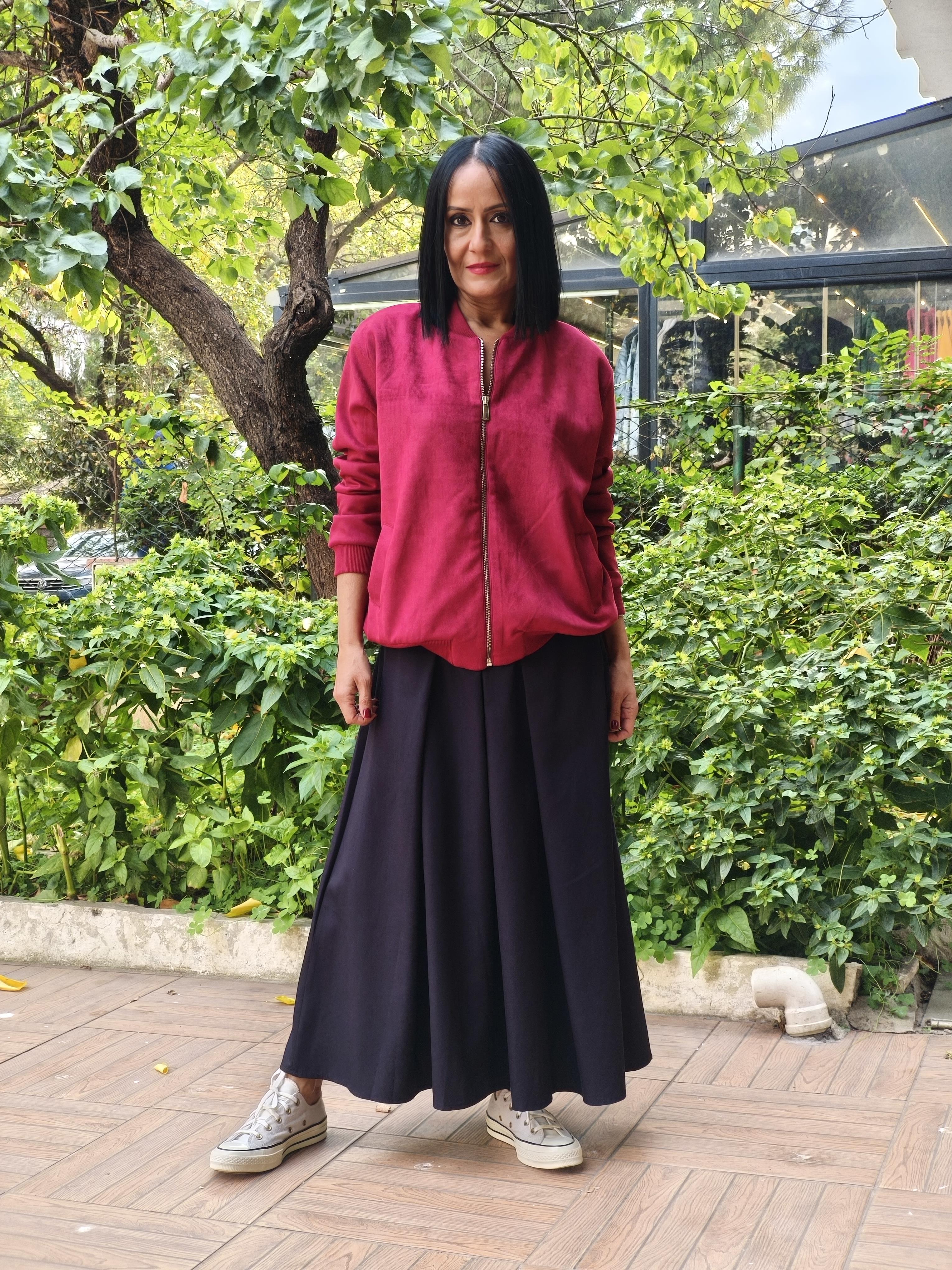 Bordo Süet Bomber Ceket