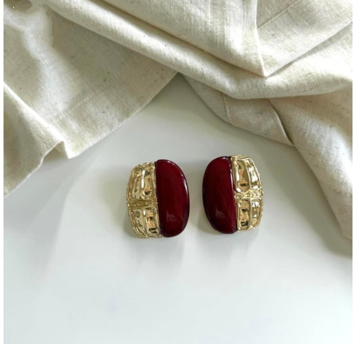 Bordo&Gold Plaka Küpe