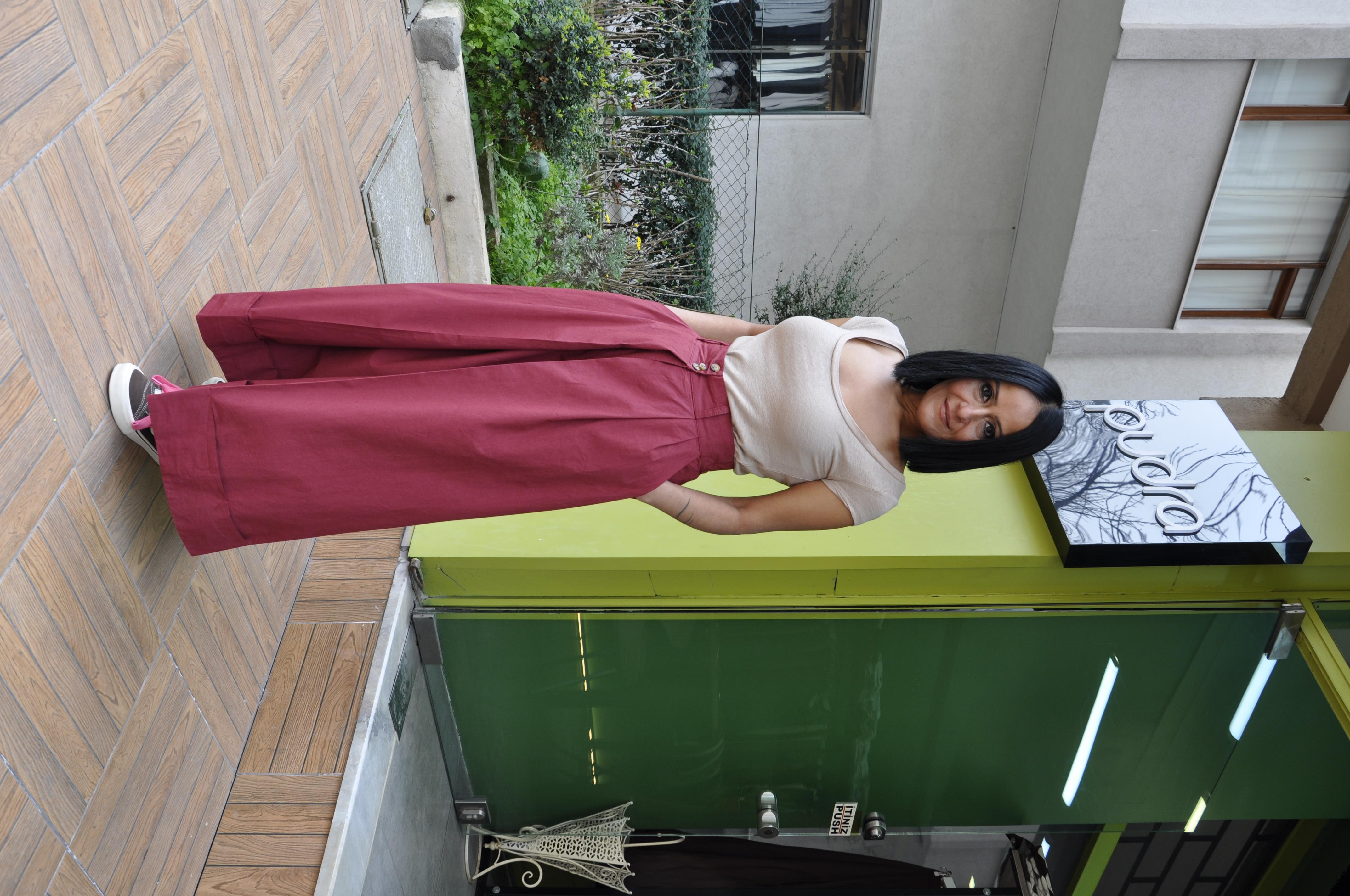 Bordo,Kalın Duble Paça Pantolon