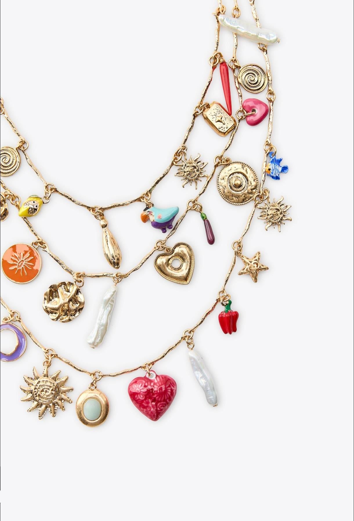 Charm Detaylı Çoklu Kolye