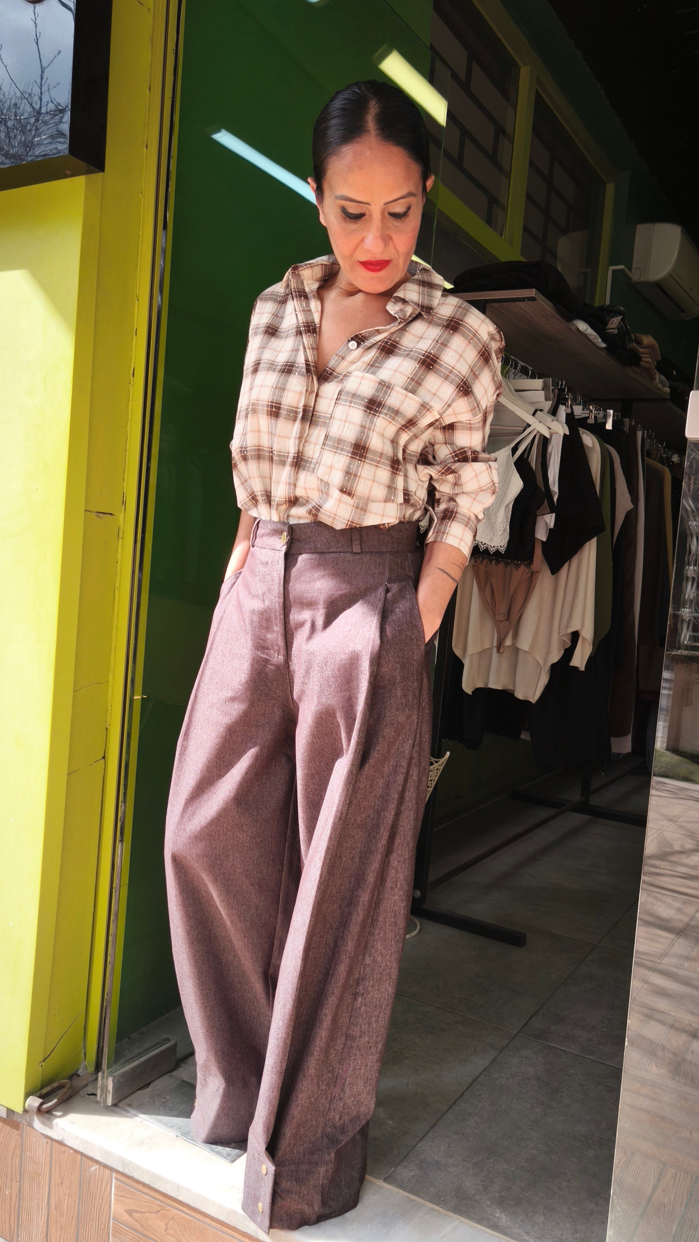 Ekose Taşlı Gömlek