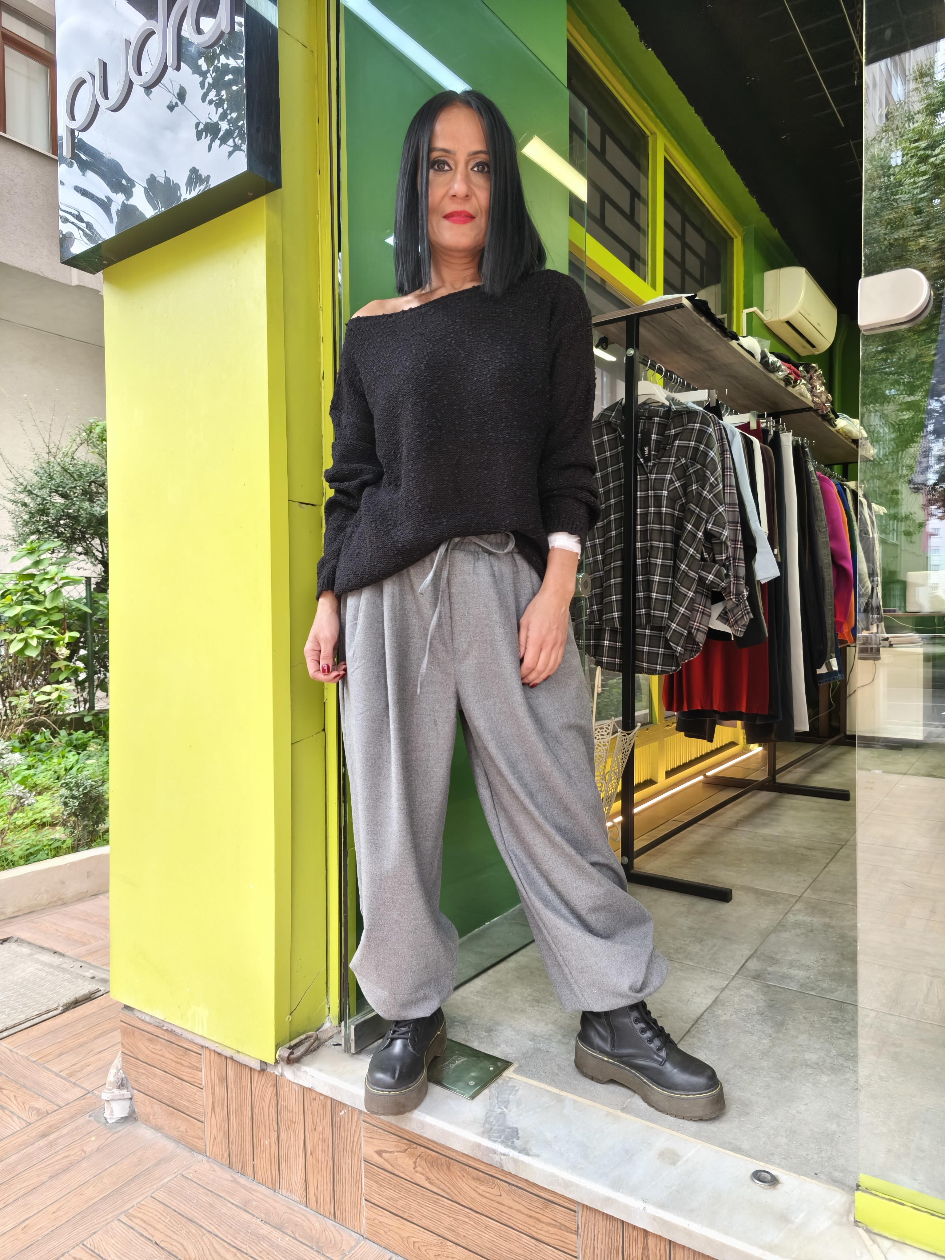 Gri Palazzo Pantolon