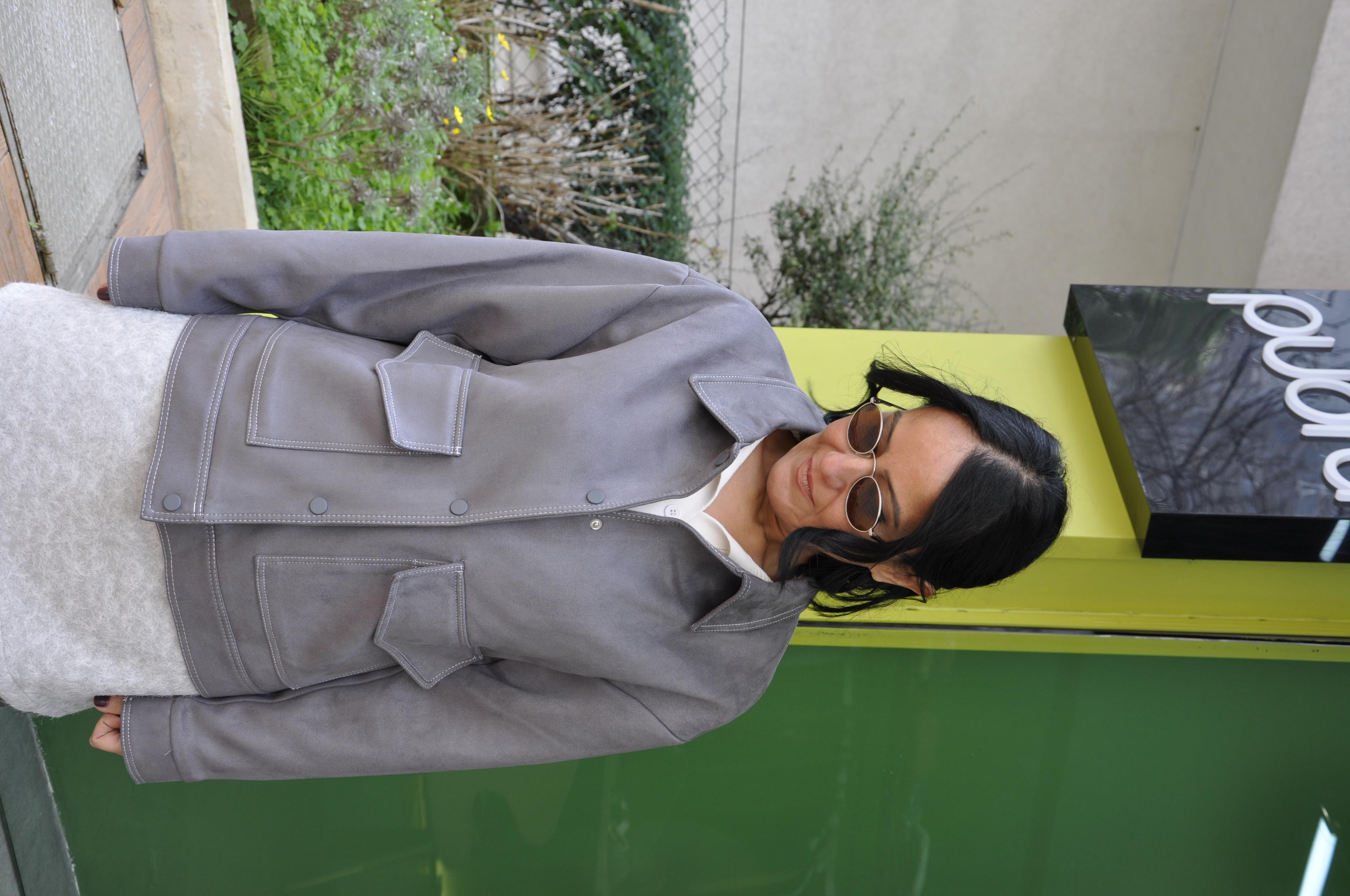 Gri Süet Oversize Ceket