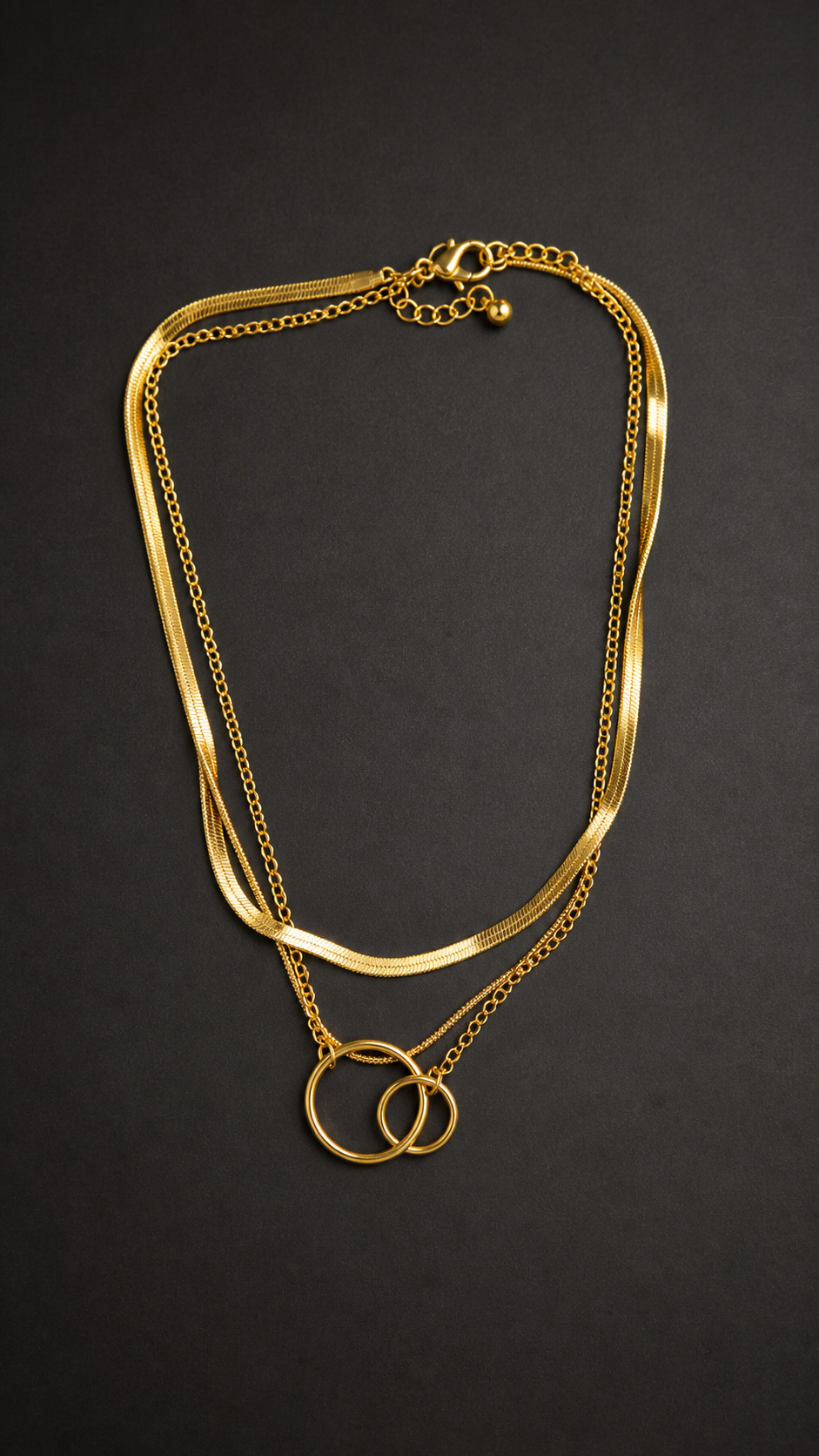 İthal Ezme Taş Gold Kolye