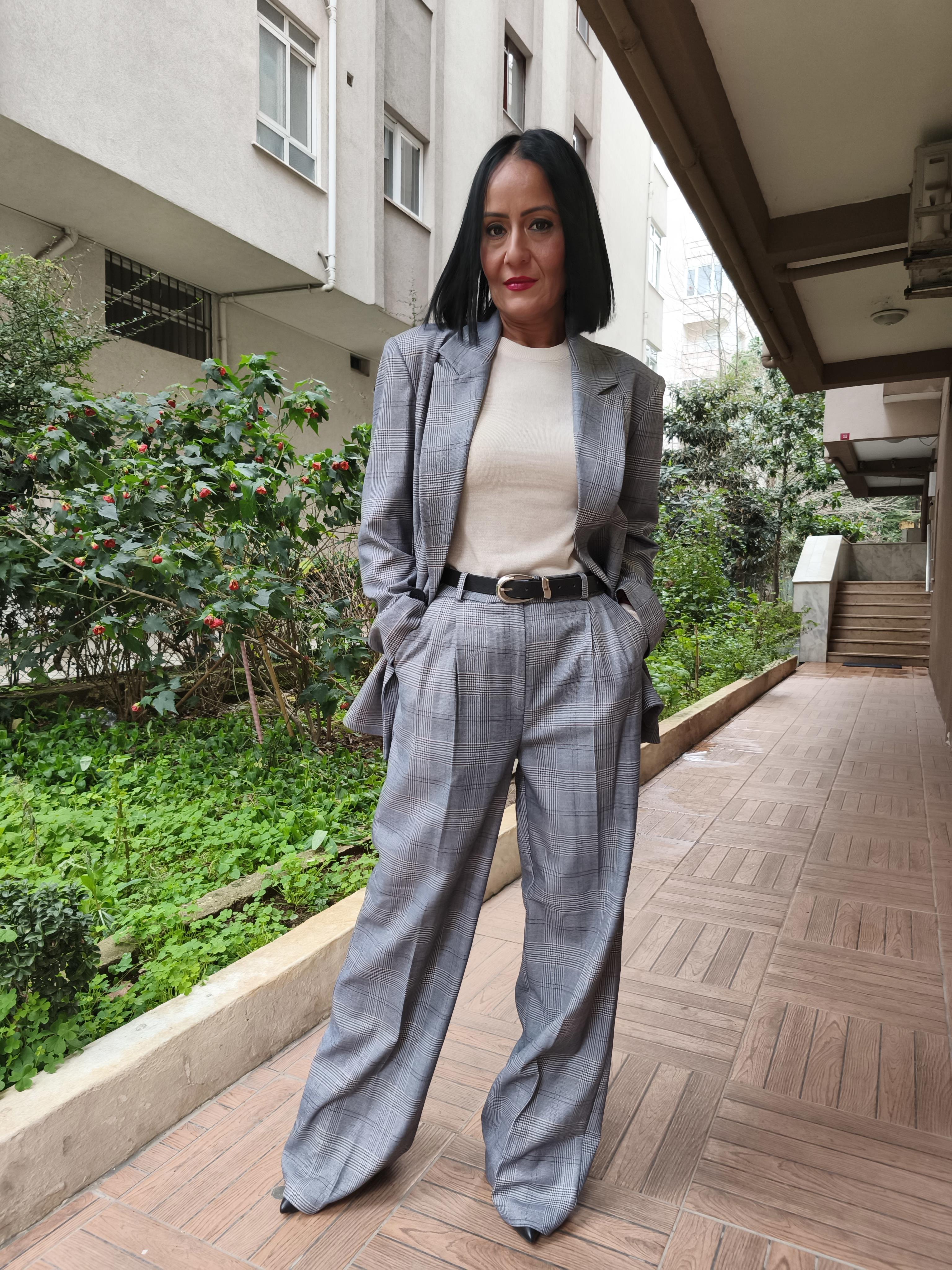 Lacivert Ekose Ceket