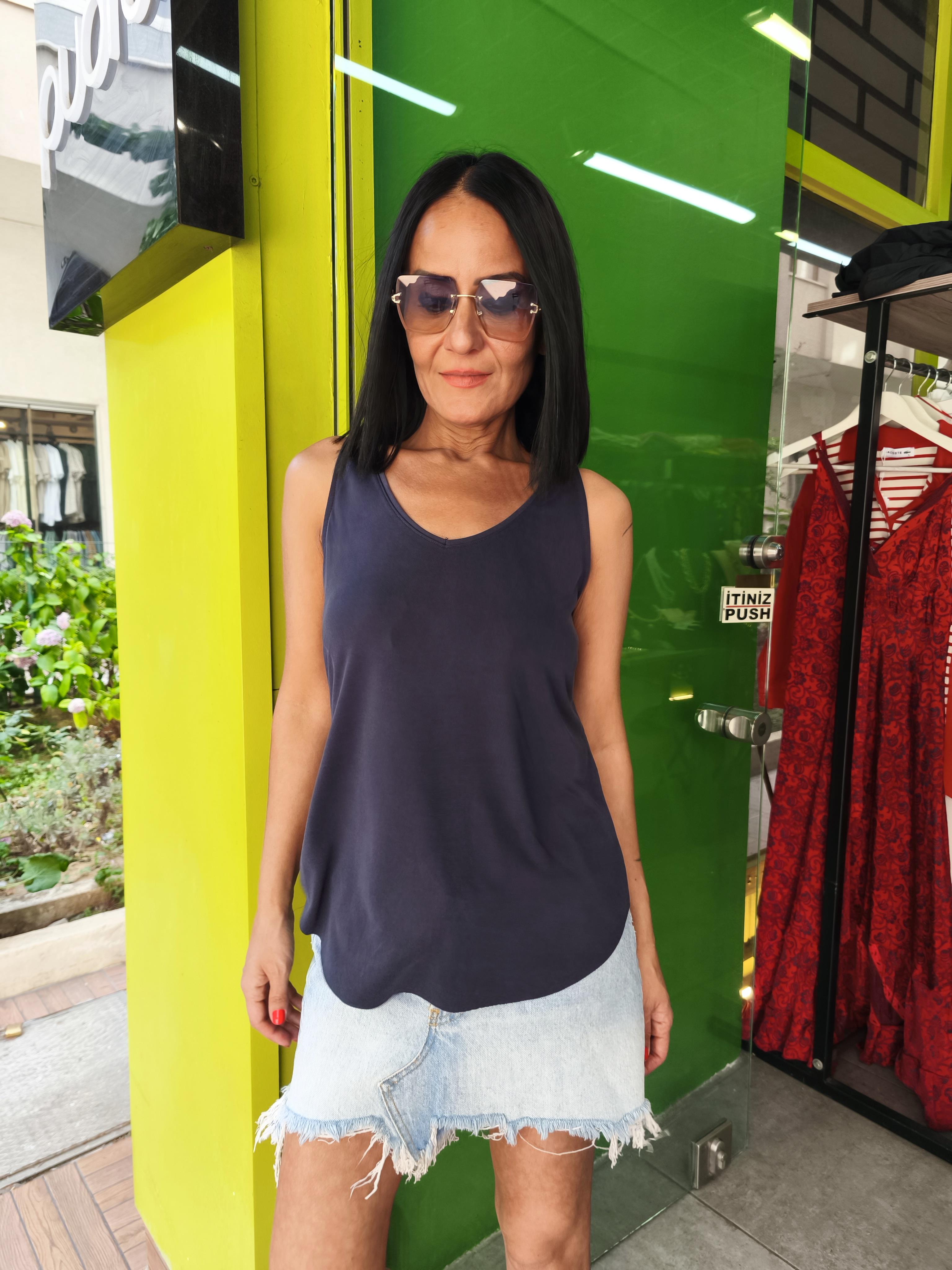 Lacivert Modal Atlet Bluz