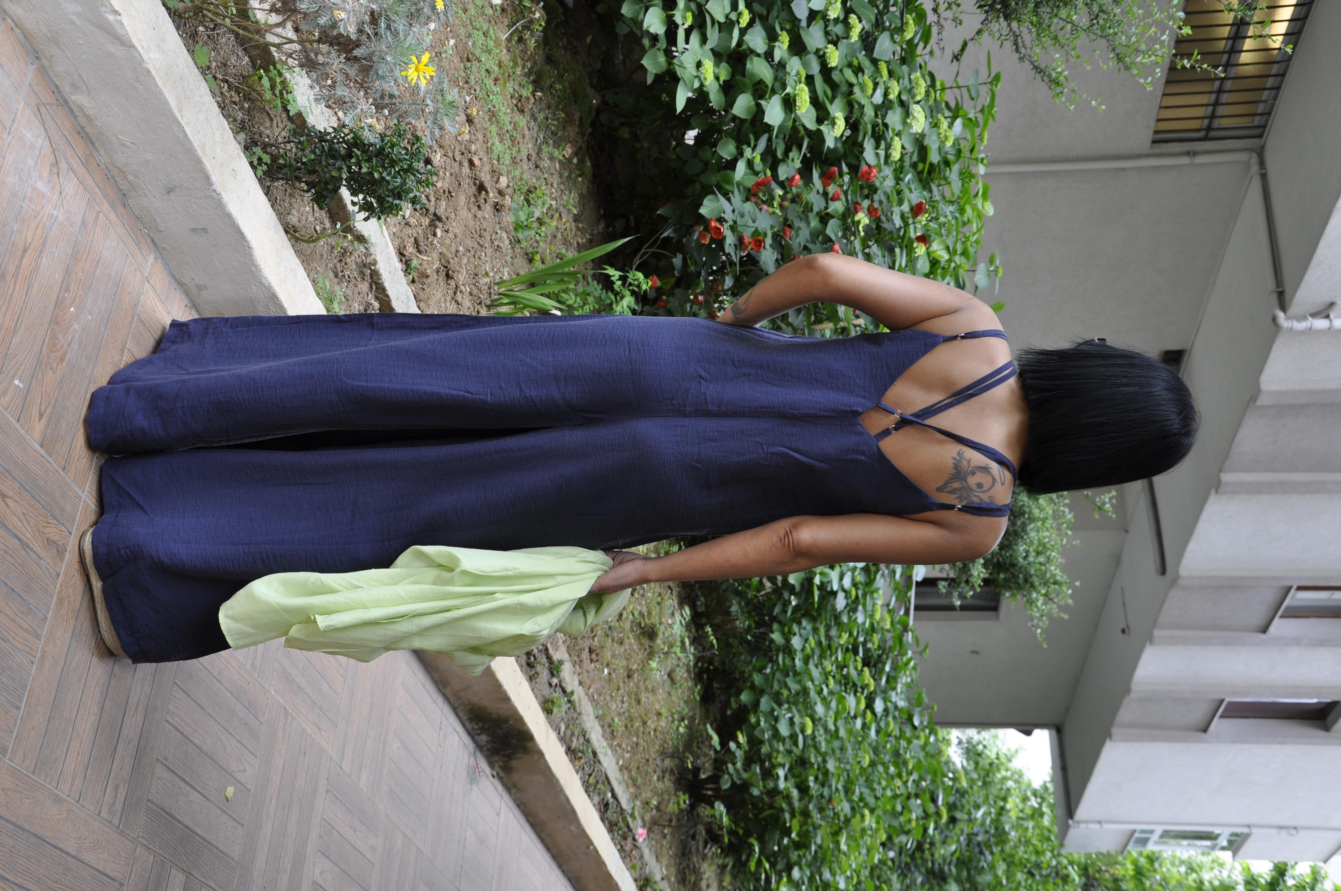 Lacivert Tensel Kumaş Tulum