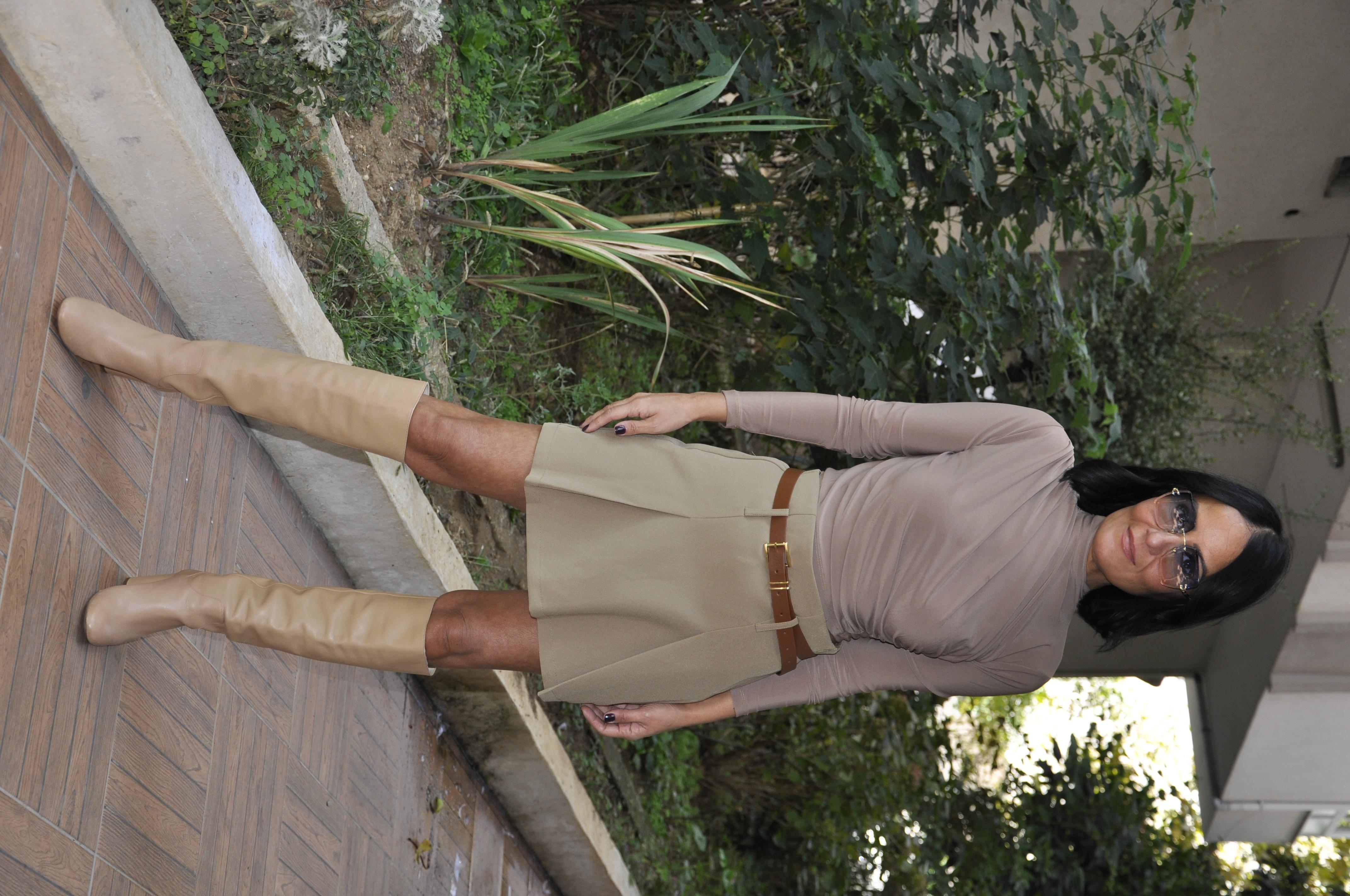 Olive Kemerli Şort Etek