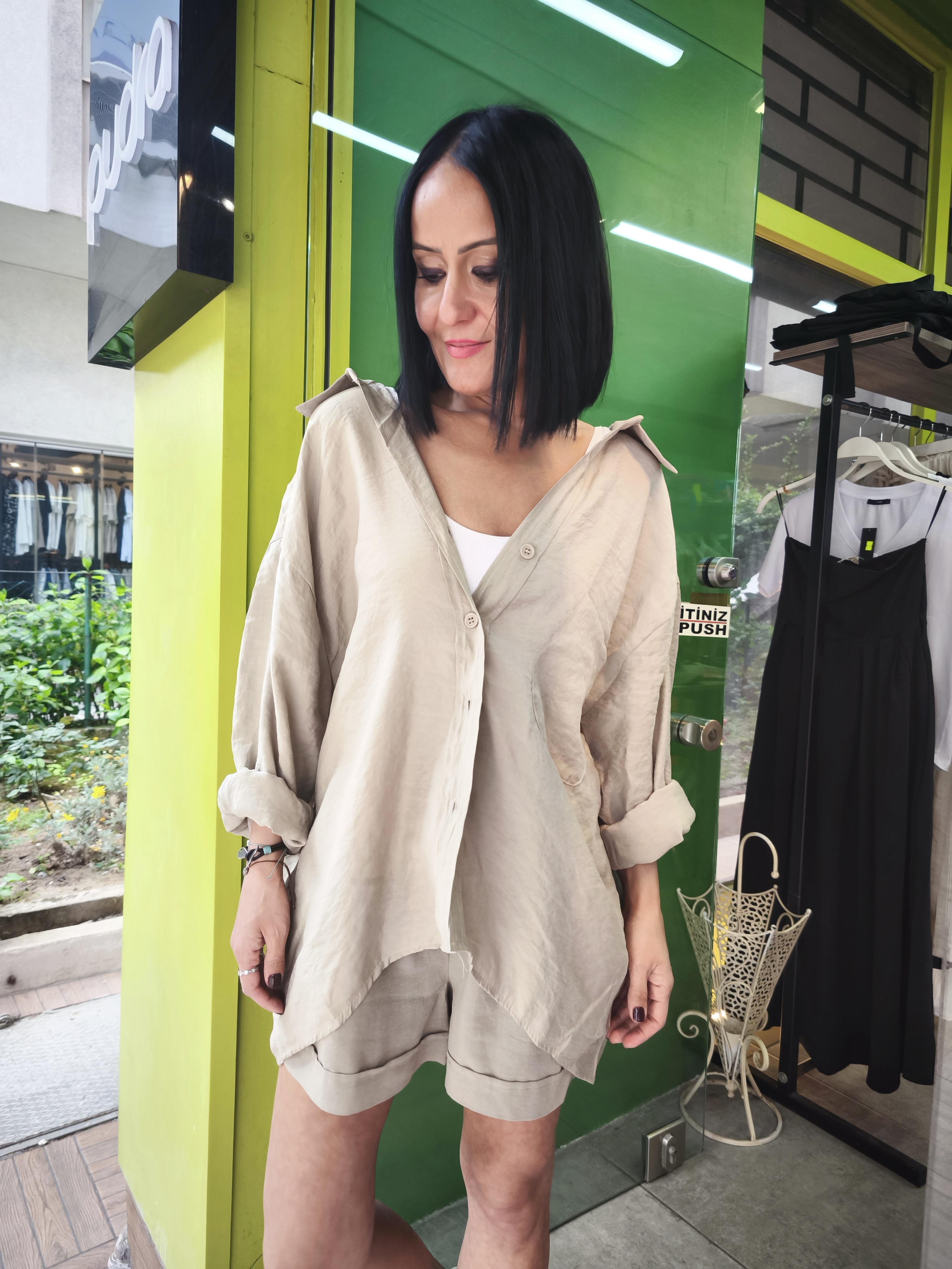 Olive Oversize Gömlek