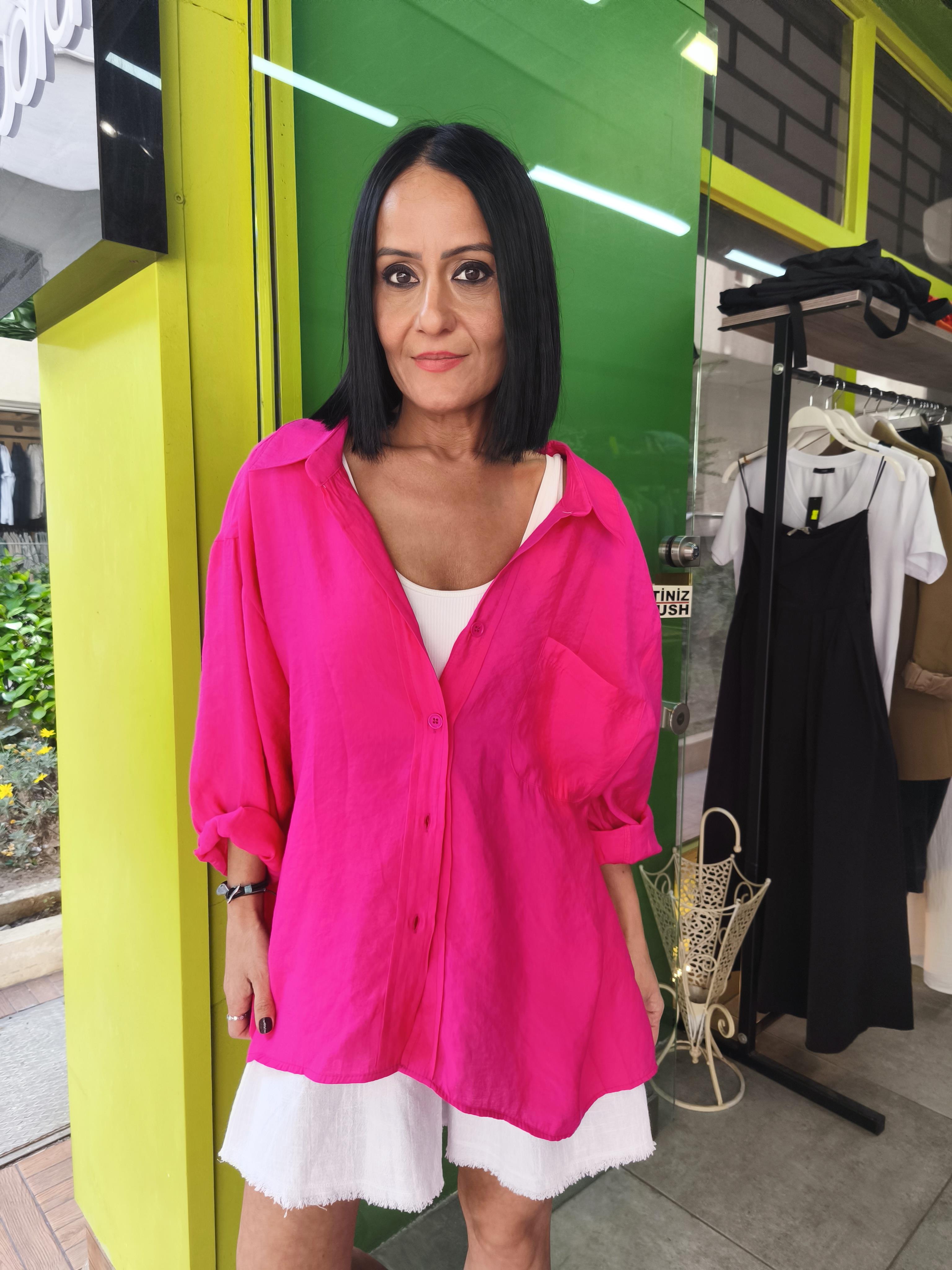 Pembe Oversize Gömlek