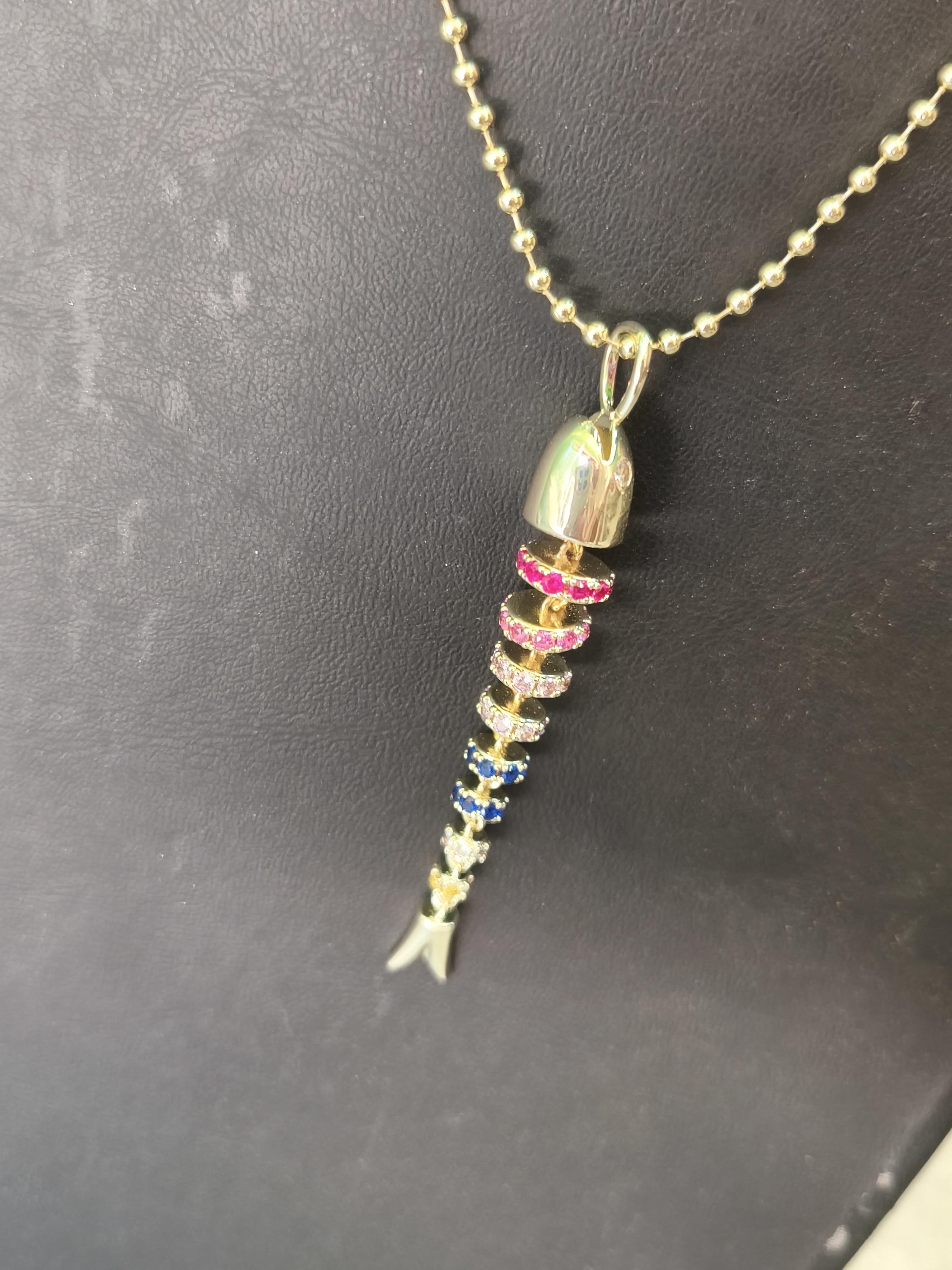 Renkli Taşlı Balıklı Kolye