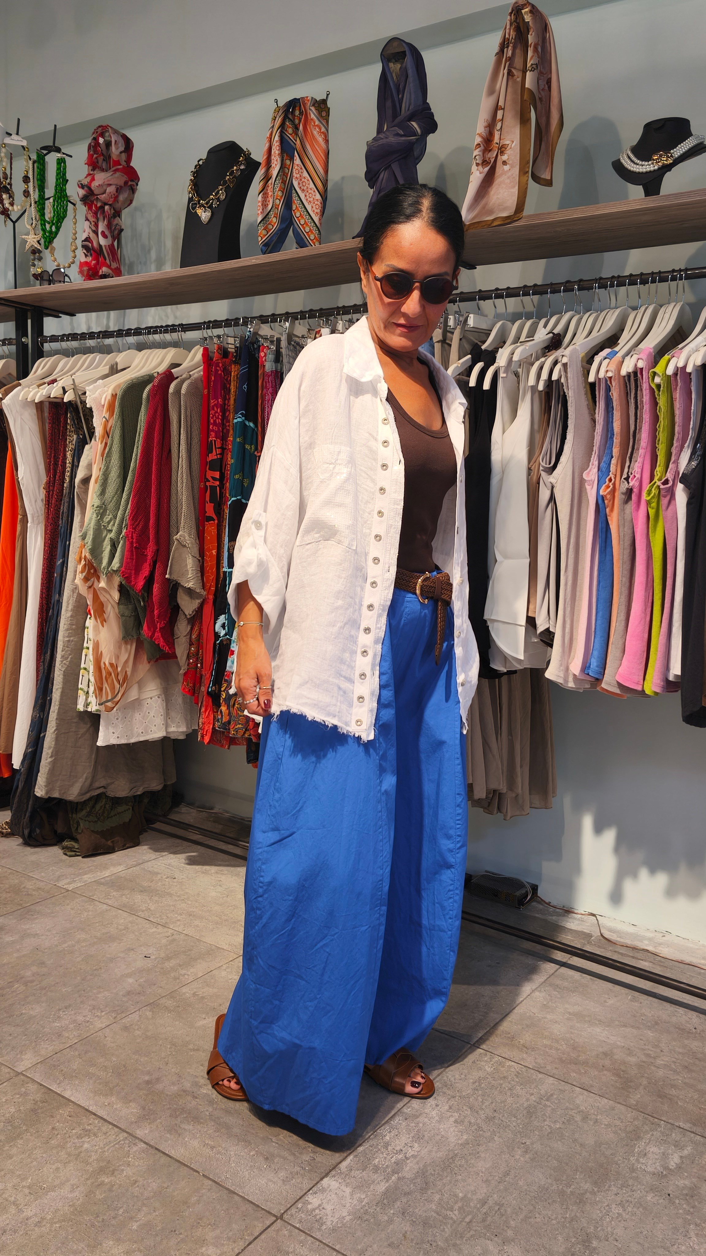 Saks Mavisi, Kemerli Bol Kesim Pantolon