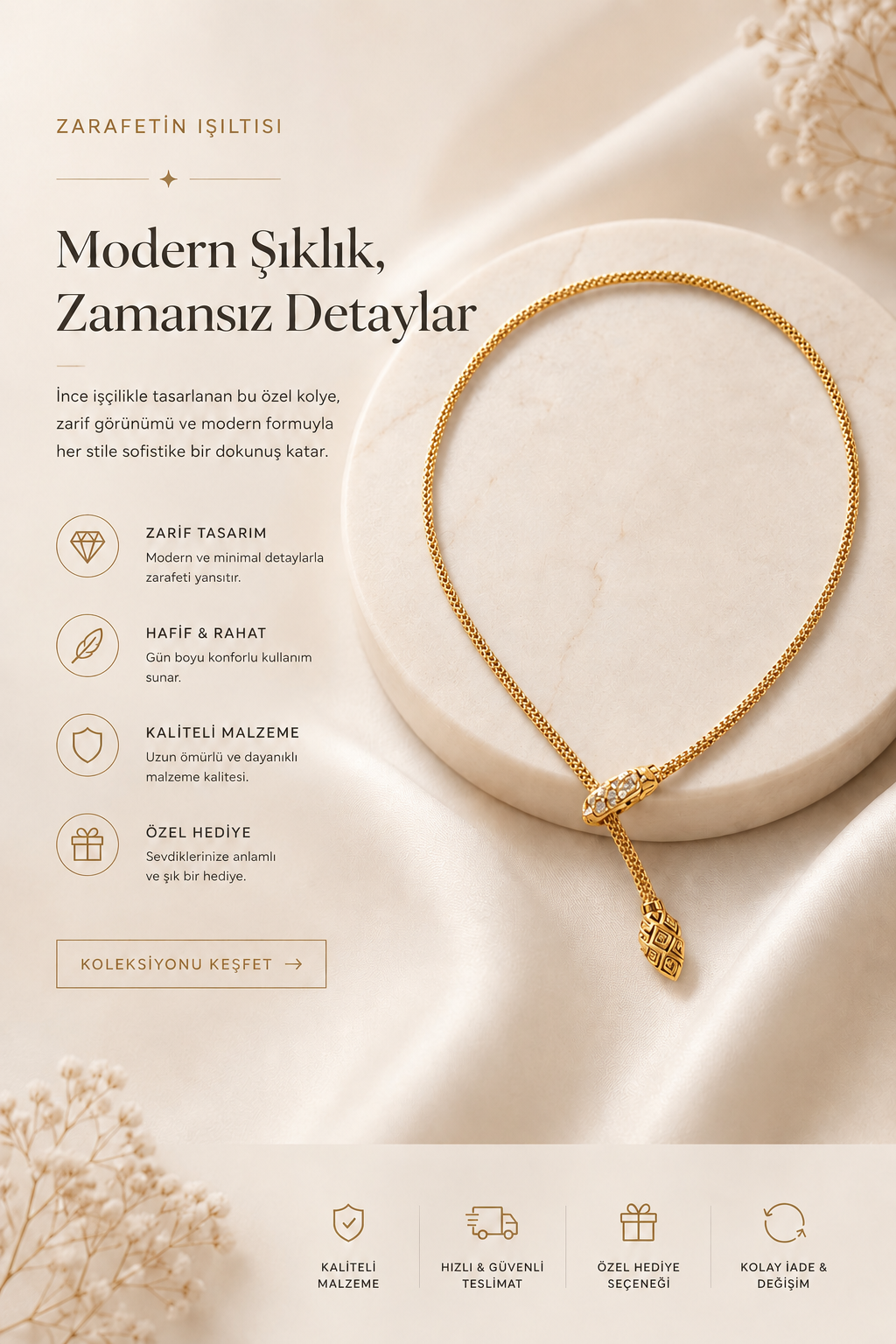 Sarı Yılan Kolye
