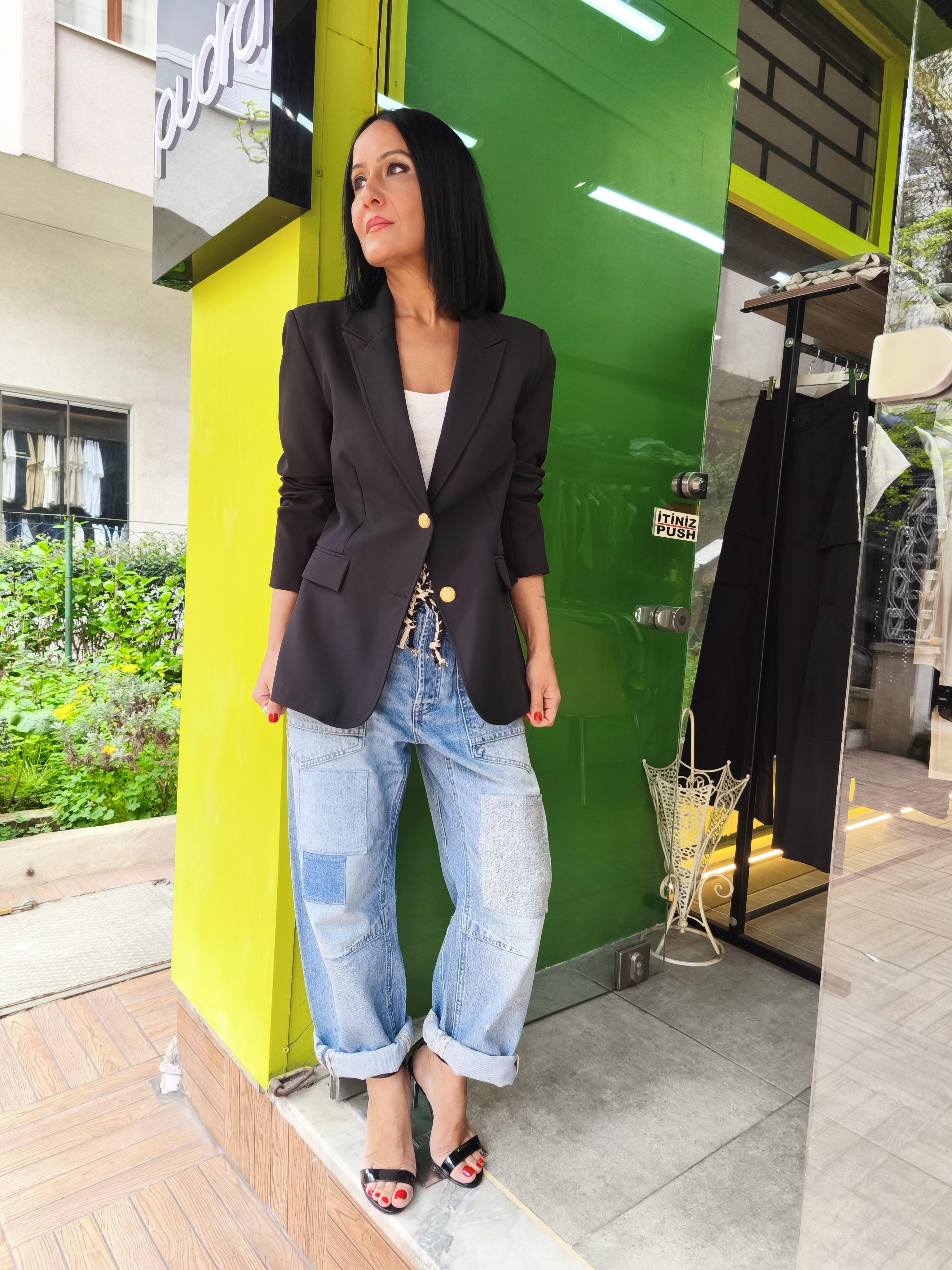 Siyah Çift Düğme Ceket