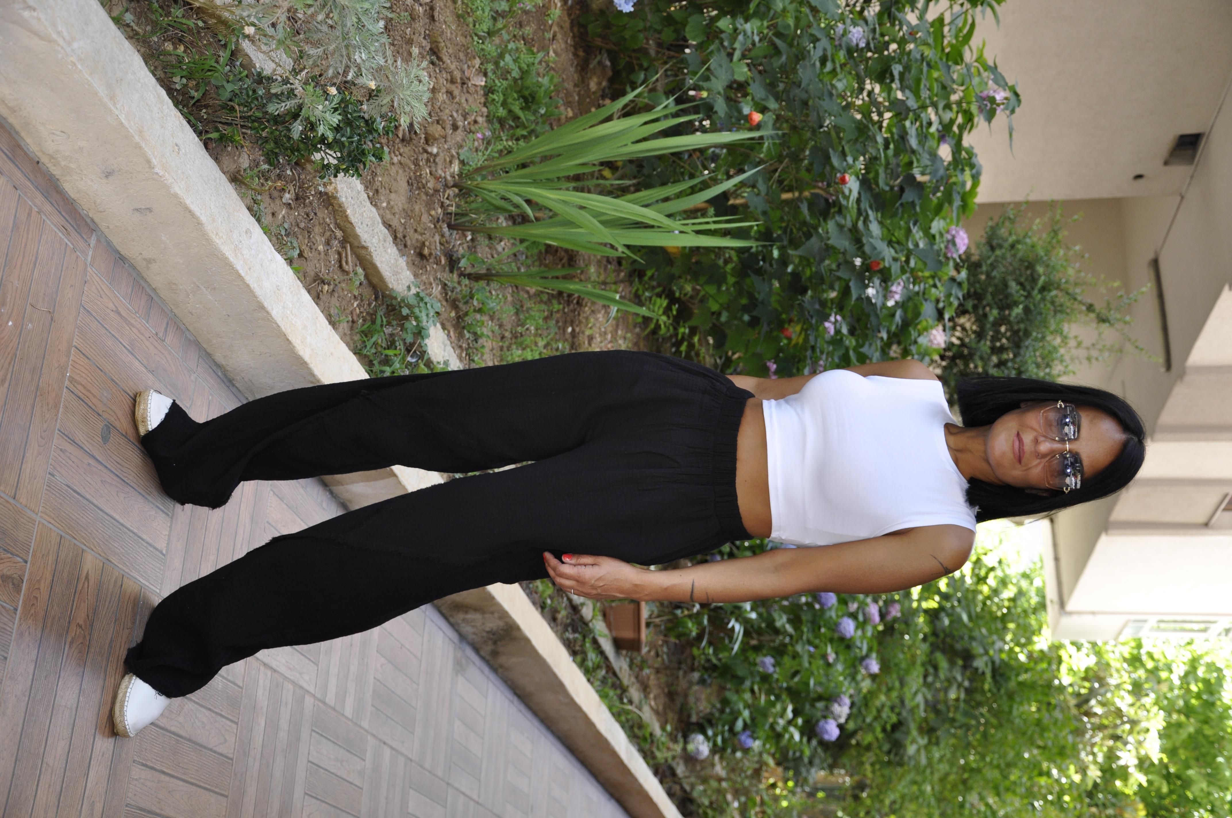 Siyah Müslin Pantolon