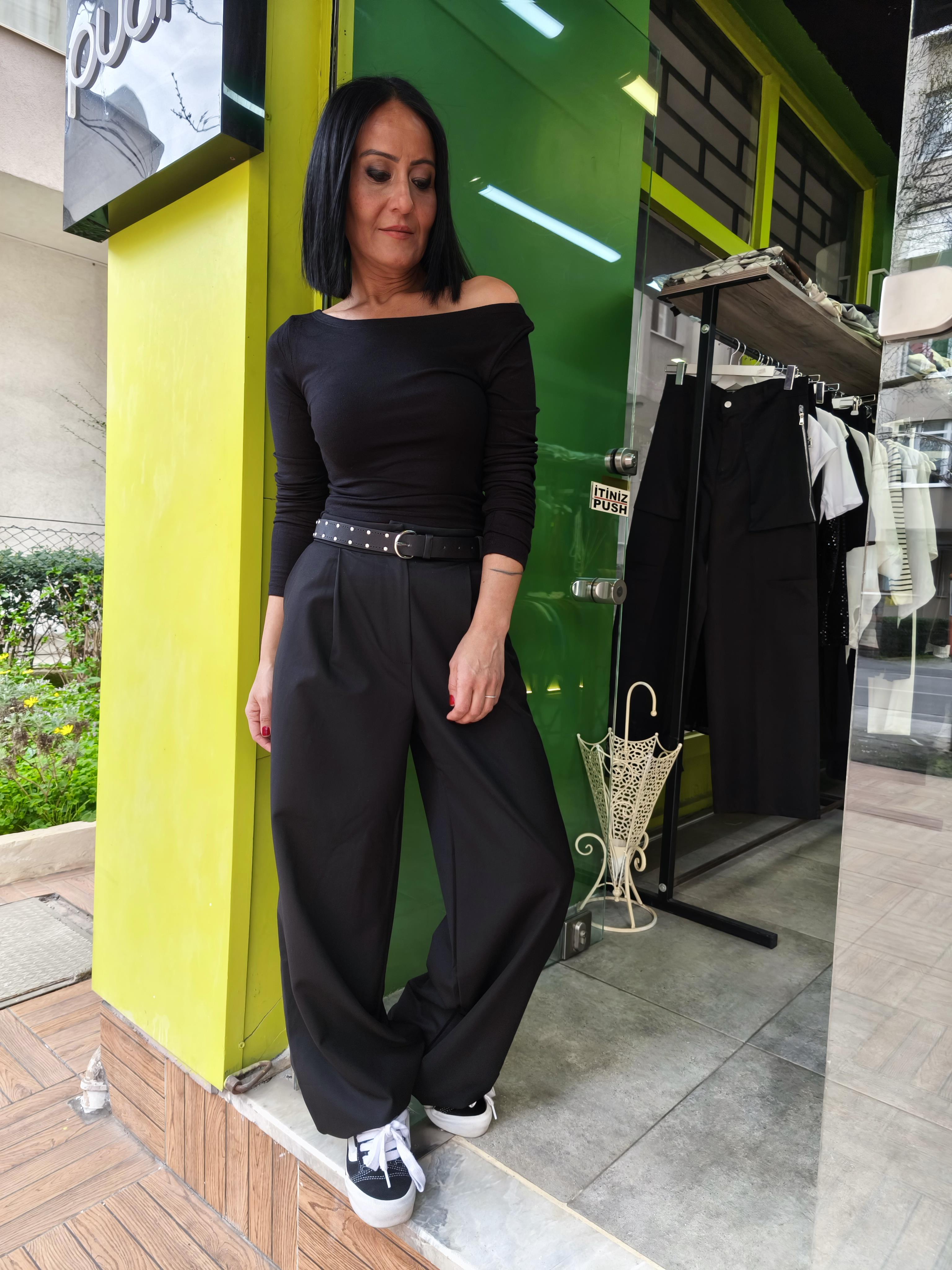 Siyah Palazzo Pantolon