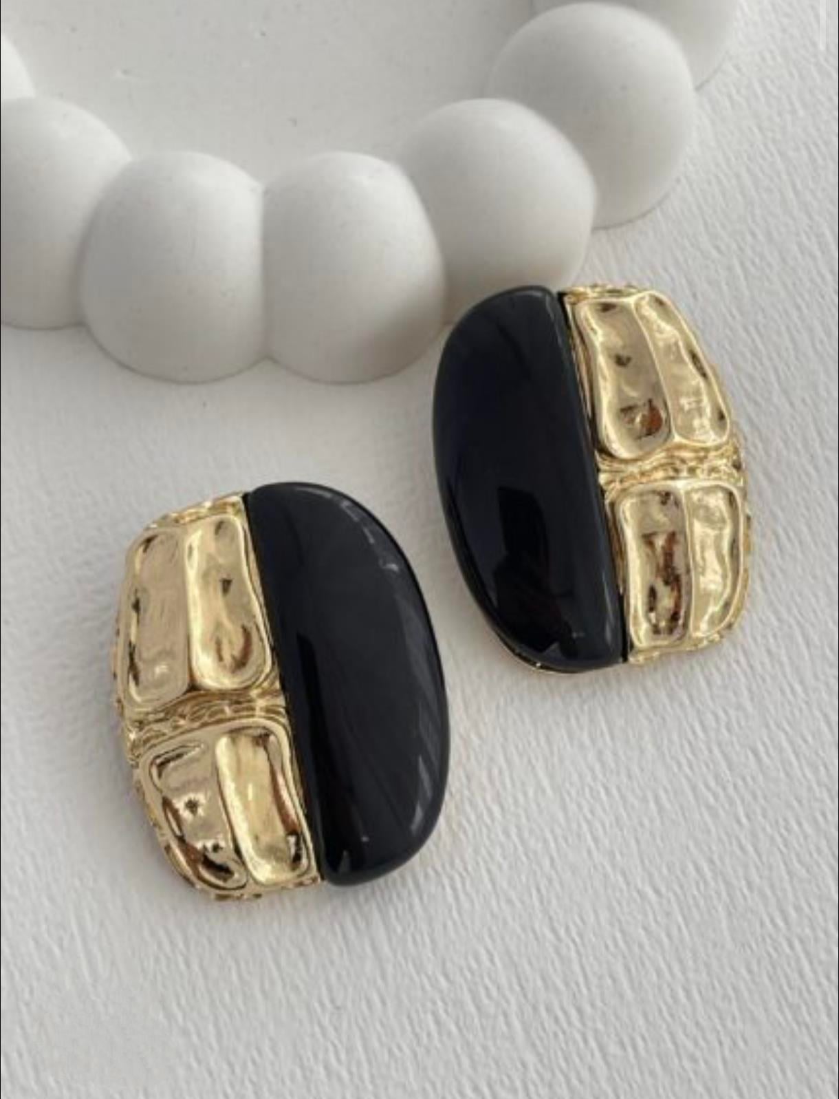 Siyah&Gold Plaka Küpe