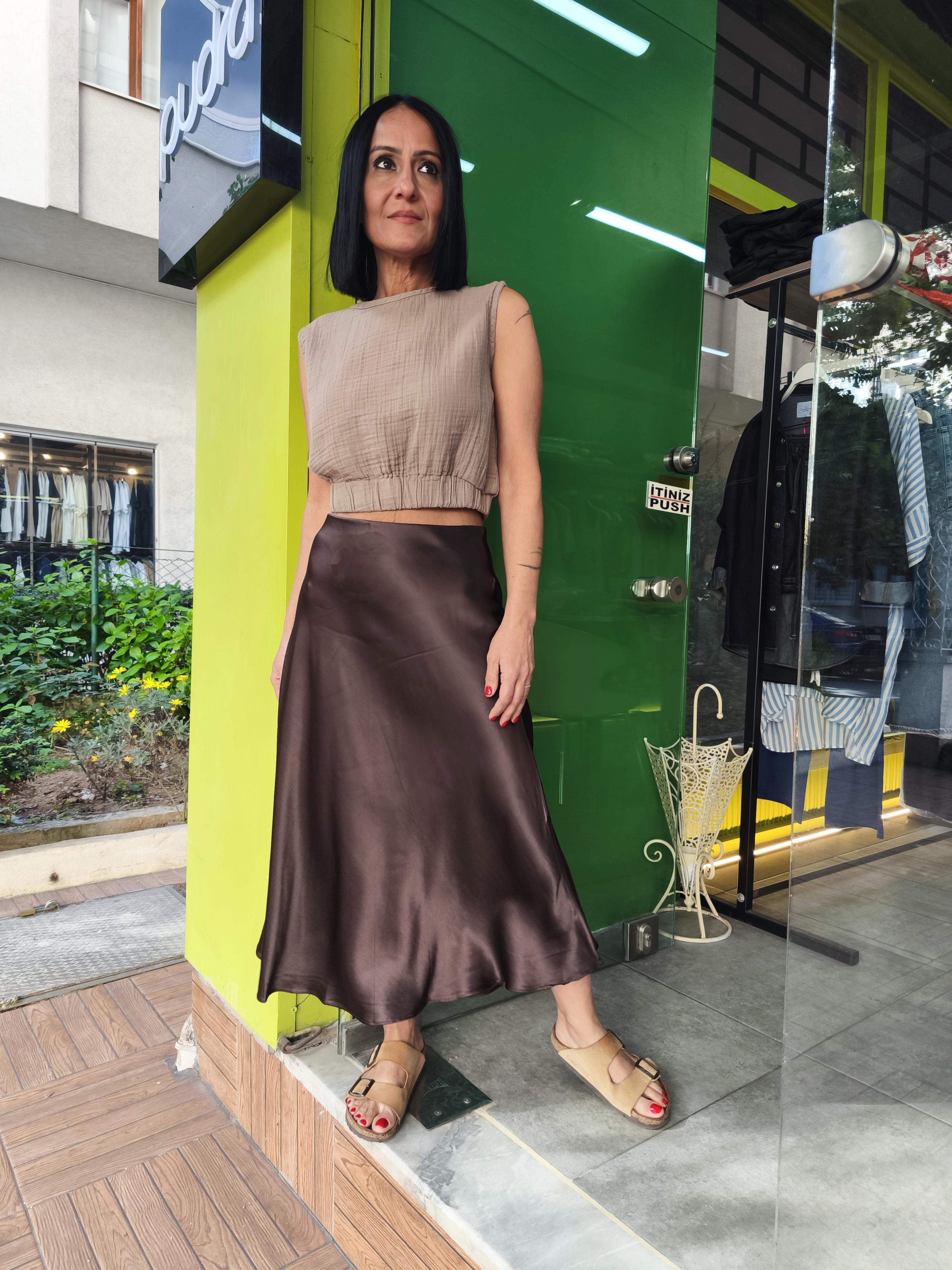 Vizon Müslin Crop Bluz