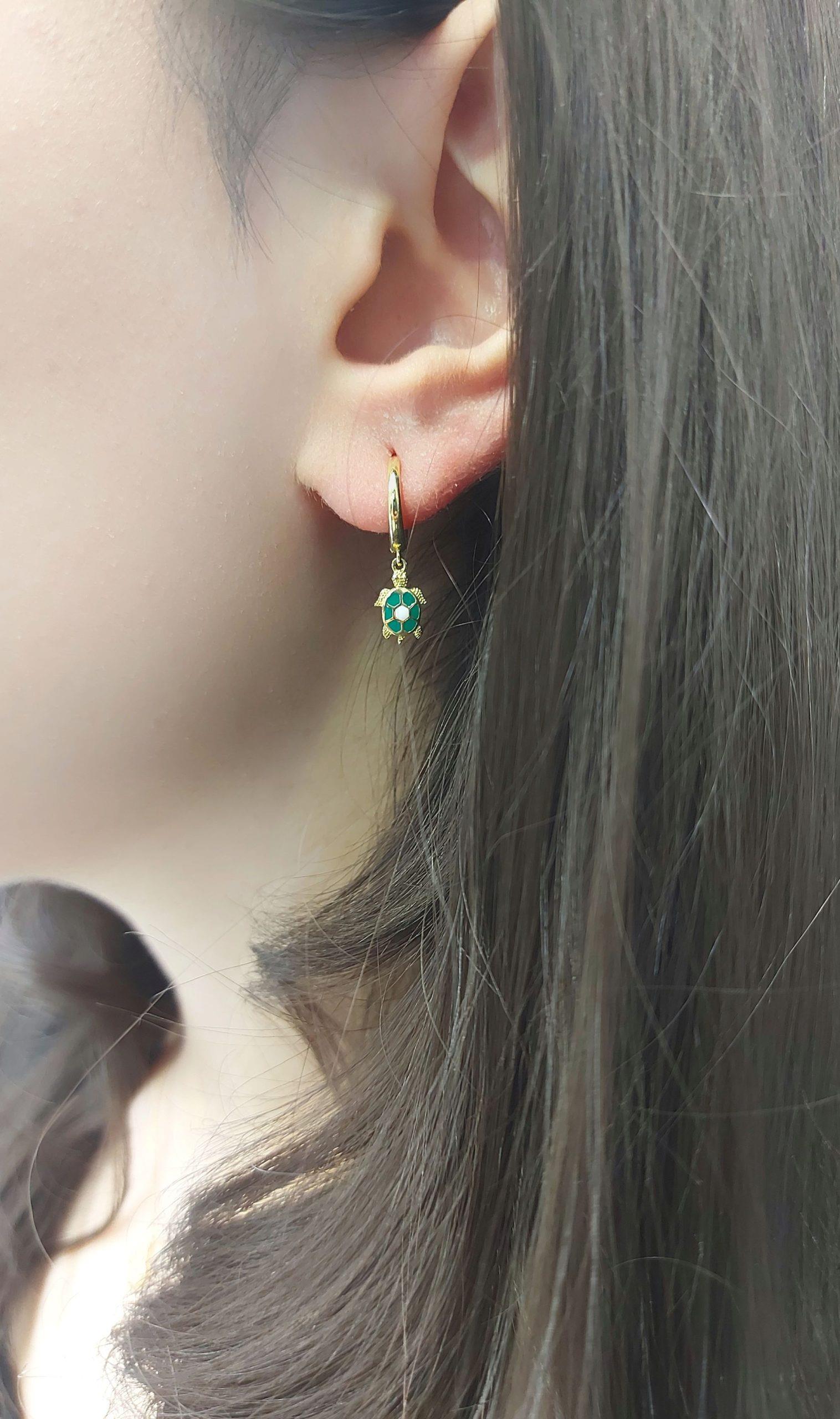 14 Ayar Altın Kaplumbağa Halka Küpe