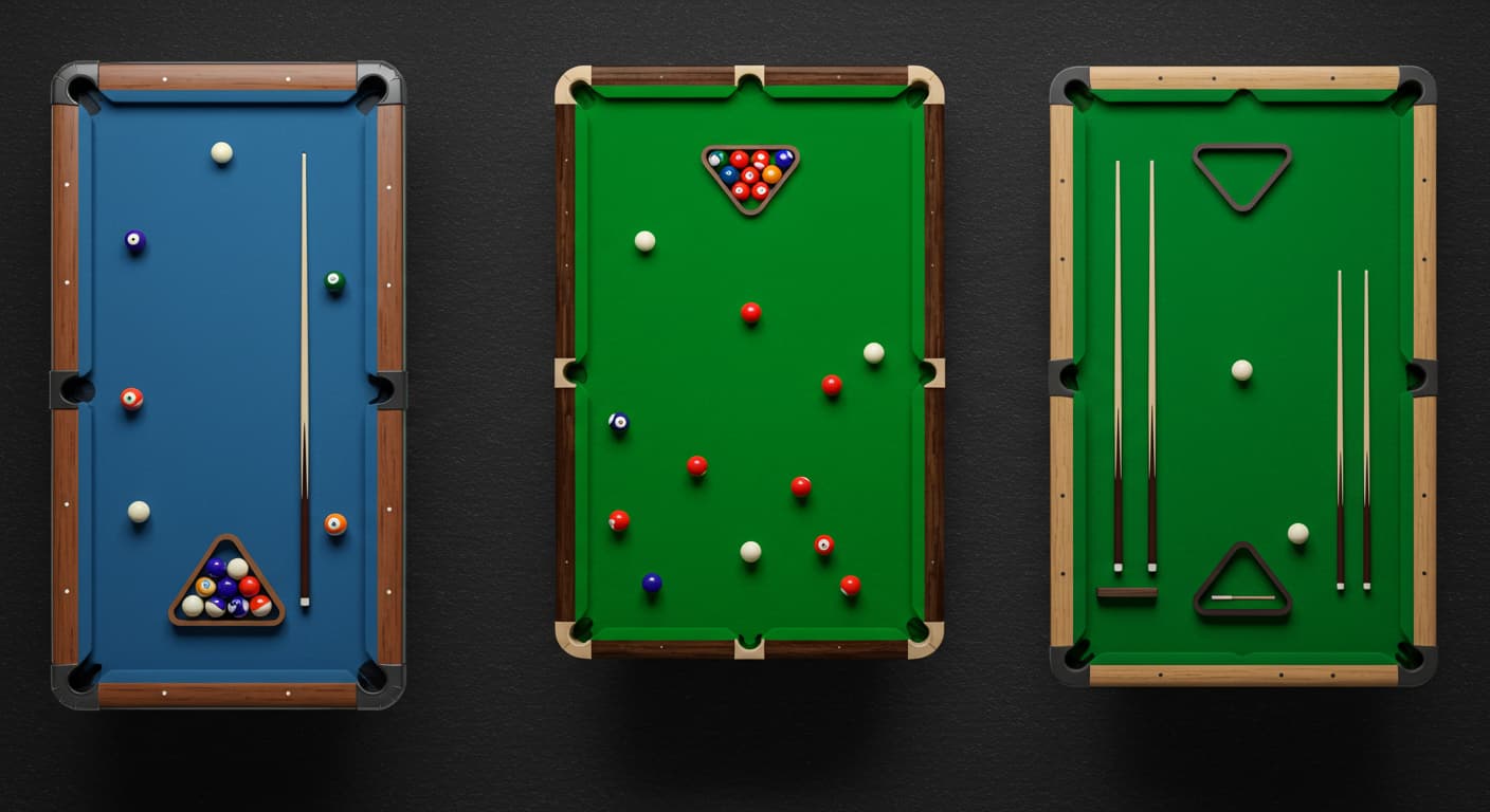 Farklı bilardo masaları ve topları