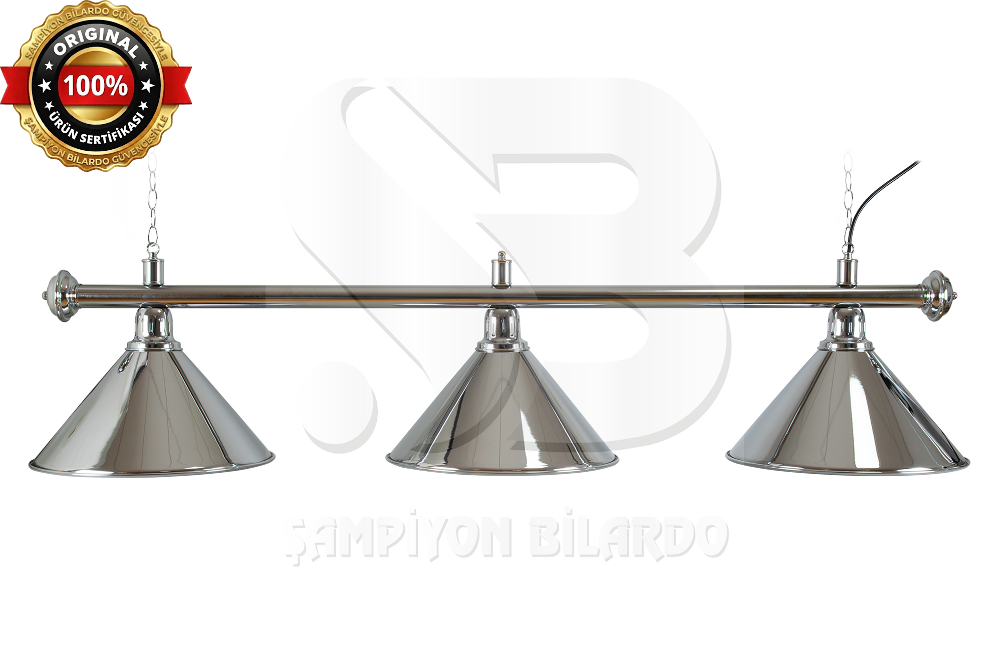 BİLARDO MASA LAMBASI 3'LÜ KROM AKS KROM APLİK (İTHAL)