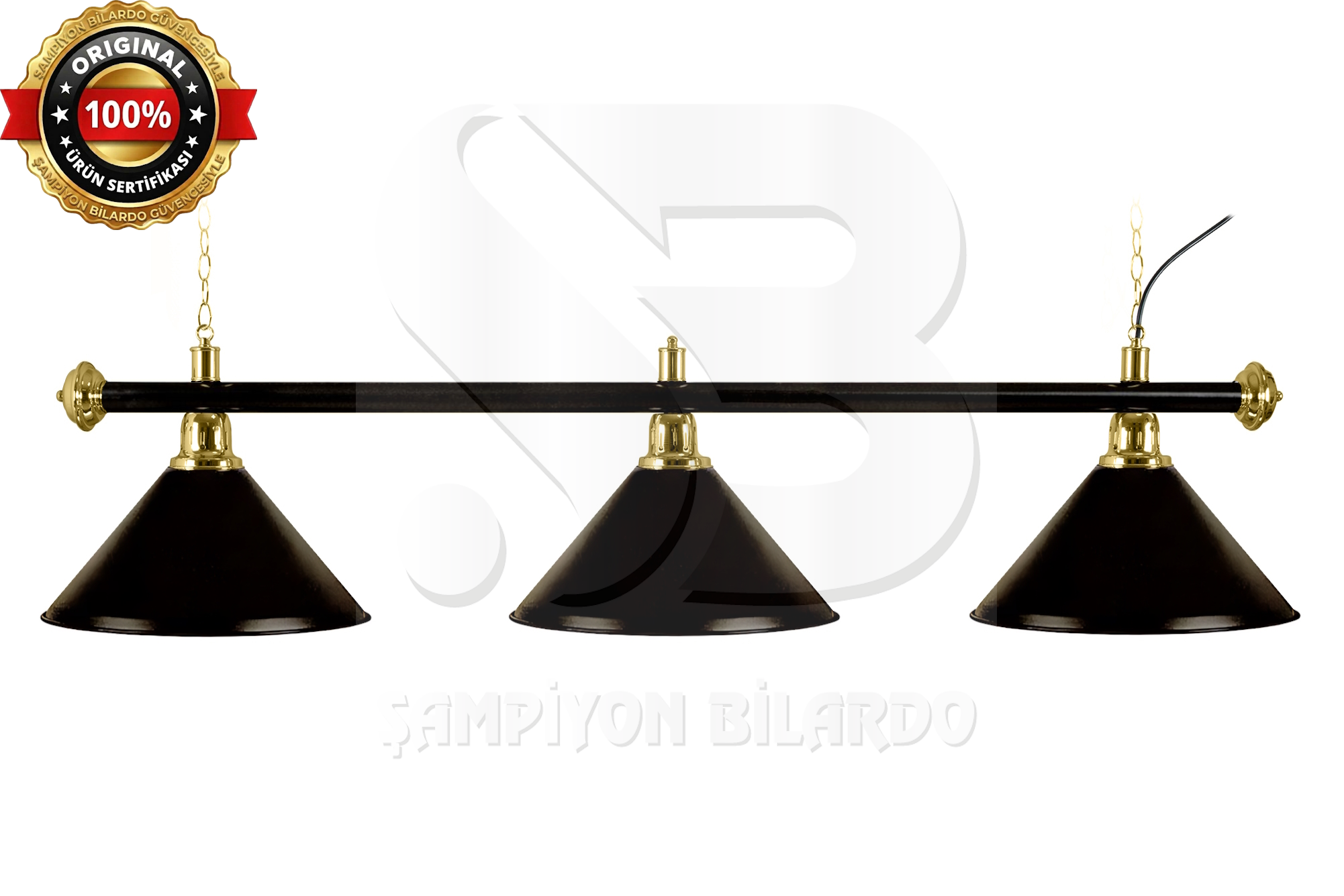 BİLARDO MASA LAMBASI 3'LÜ KROM AKS SİYAH APLİK (İTHAL)