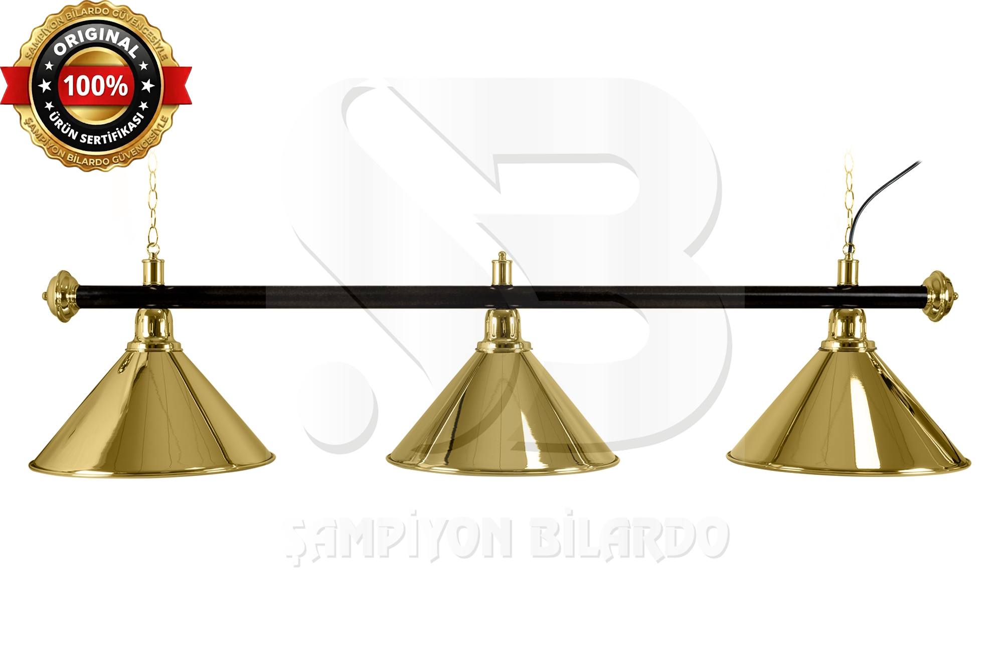 BİLARDO MASA LAMBASI 3'LÜ SİYAH AKS GOLD APLİK (İTHAL)