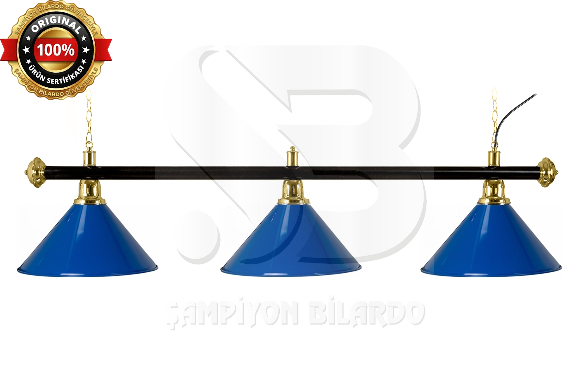 BİLARDO MASA LAMBASI 3'LÜ SİYAH AKS MAVİ APLİK (İTHAL)