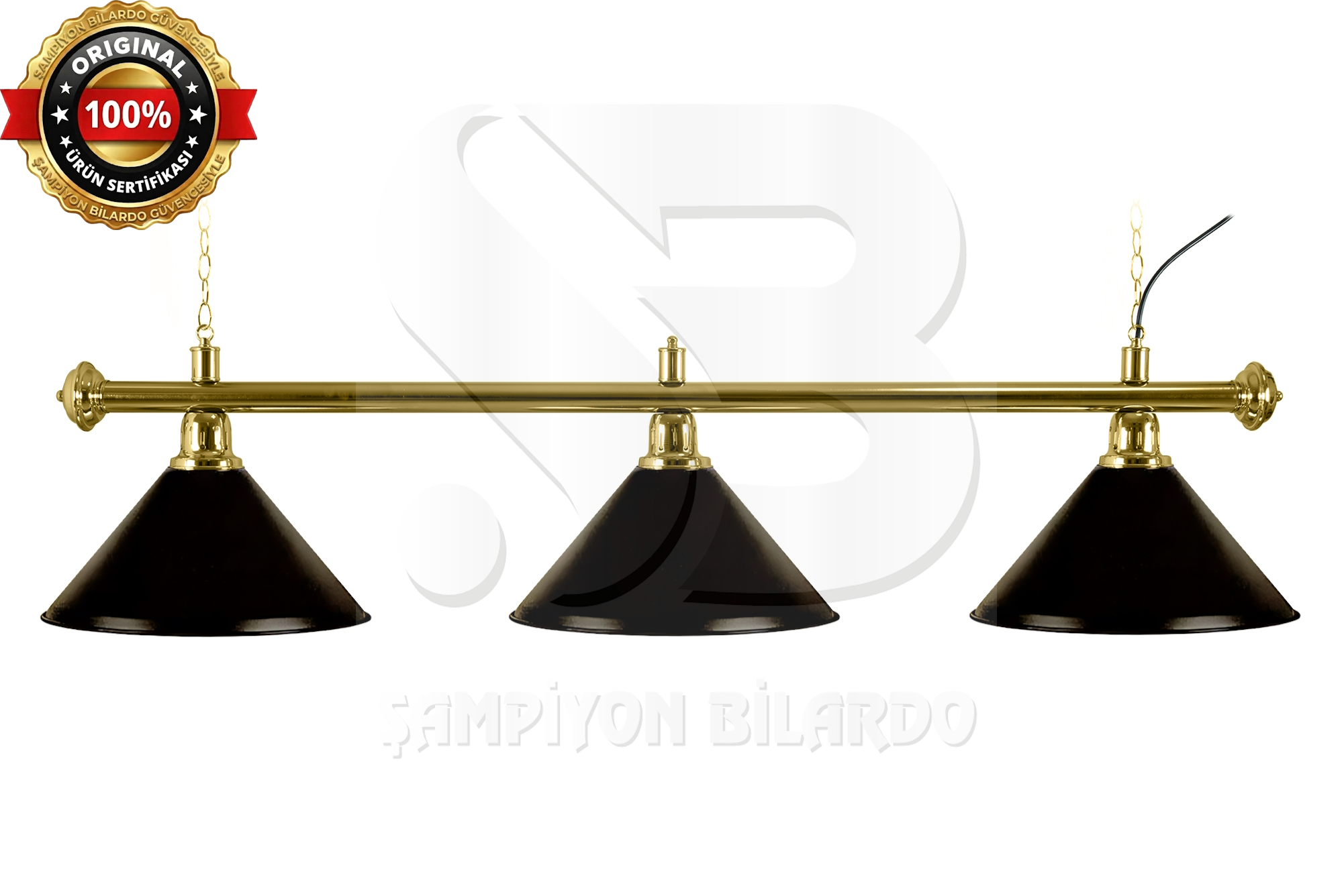 BİLARDO MASA LAMBASI 3'LÜ GOLD AKS SİYAH APLİK (İTHAL)