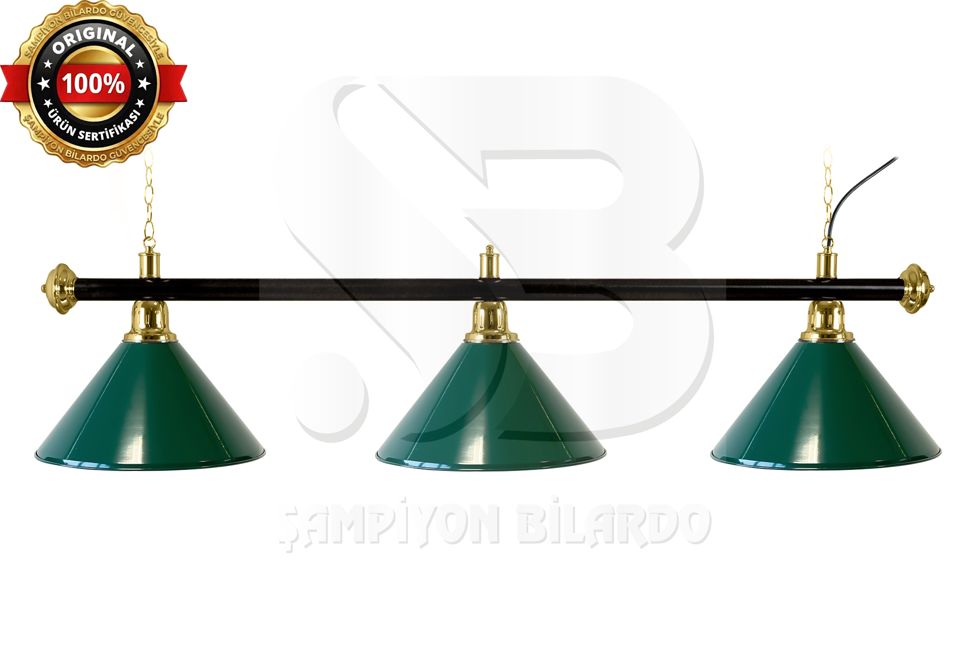 BİLARDO MASA LAMBASI 3'LÜ SİYAH AKS YEŞİL APLİK (İTHAL)