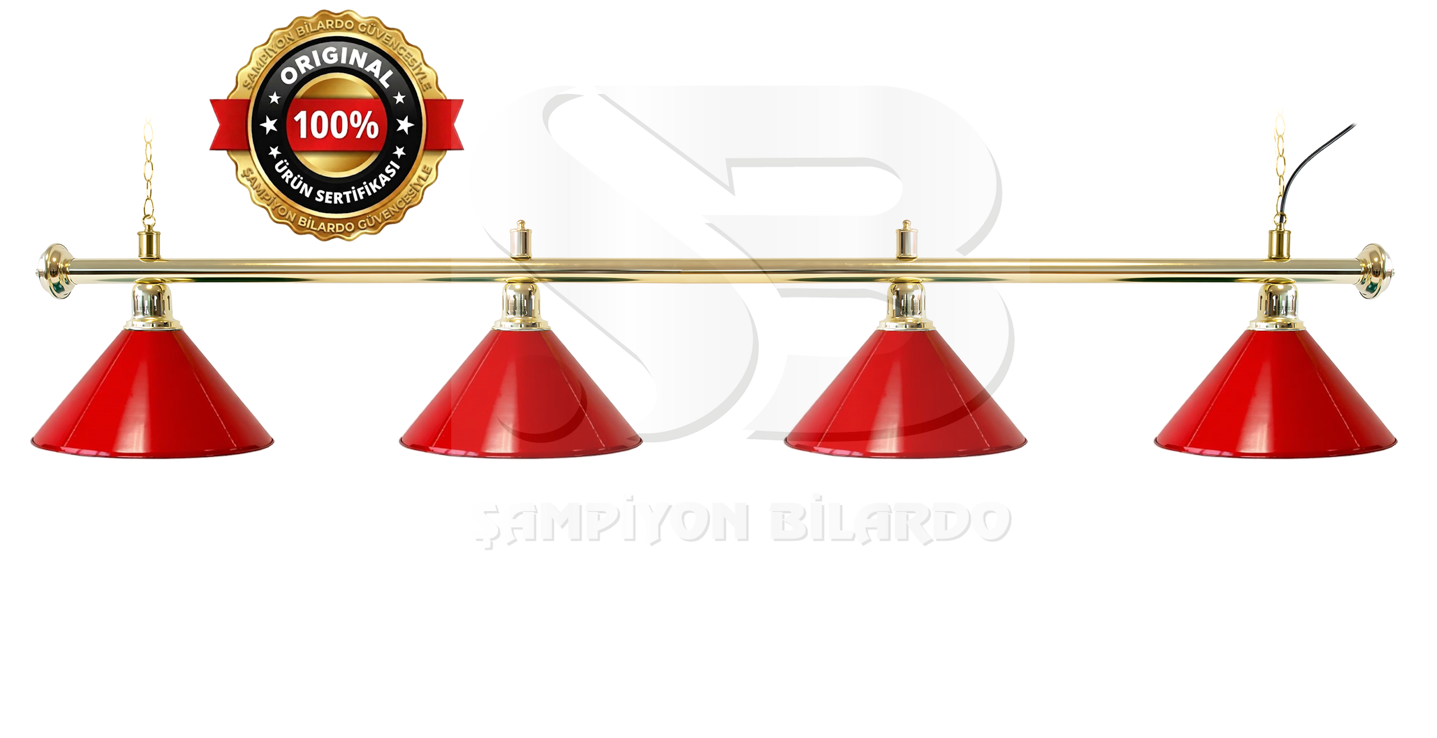 BİLARDO MASA LAMBASI 4'LÜ GOLD AKS KIRMIZI APLİK (İTHAL)