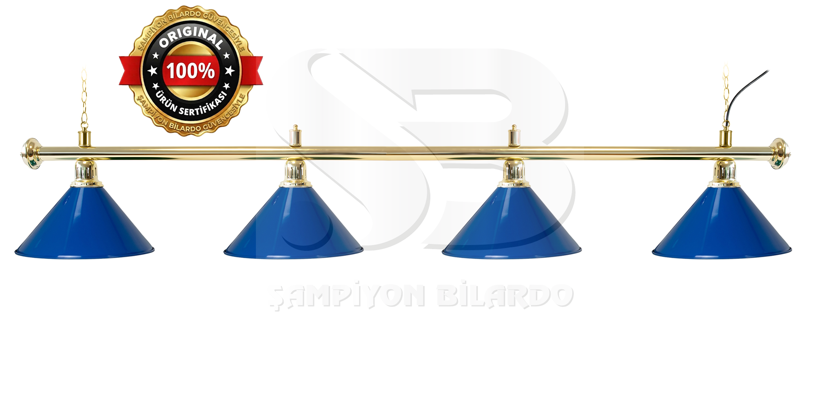 BİLARDO MASA LAMBASI 4LÜ GOLD AKS MAVİ APLİK (İTHAL)