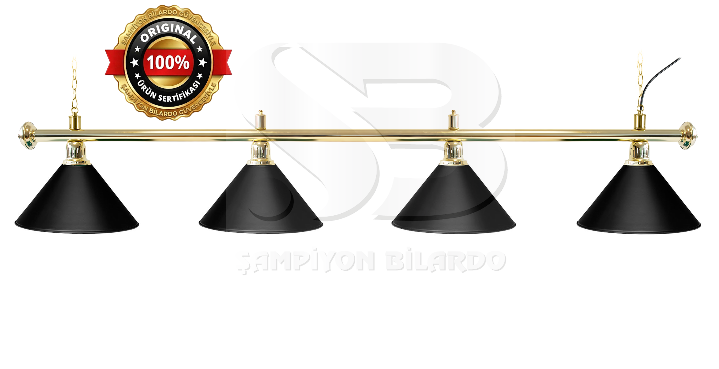 BİLARDO MASA LAMBASI 4LÜ GOLD AKS SİYAH APLİK (İTHAL)