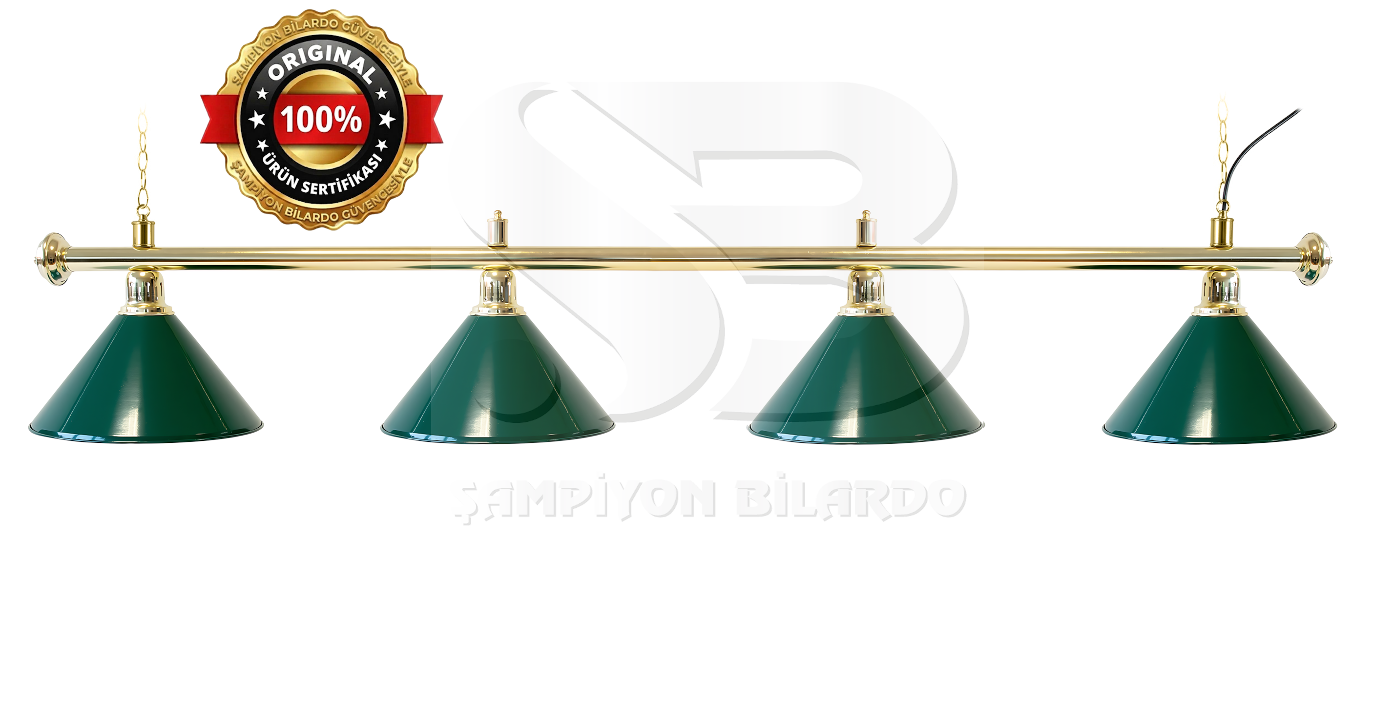 BİLARDO MASA LAMBASI 4LÜ GOLD AKS YEŞİL APLİK (İTHAL)