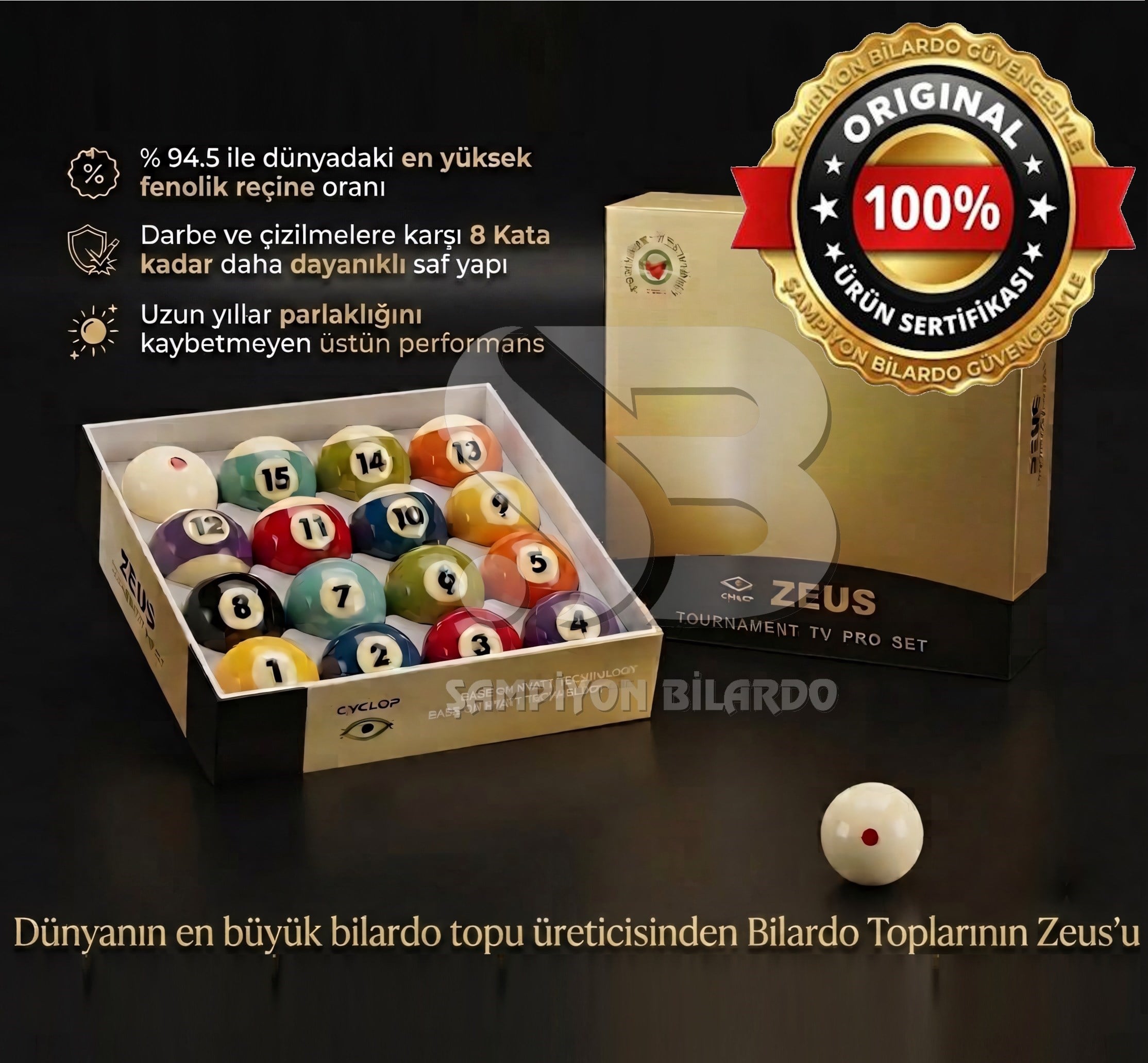 CYCLOP ZEUS ULTRA PROFESYONEL AMERİKAN BİLARDO TOP SETİ