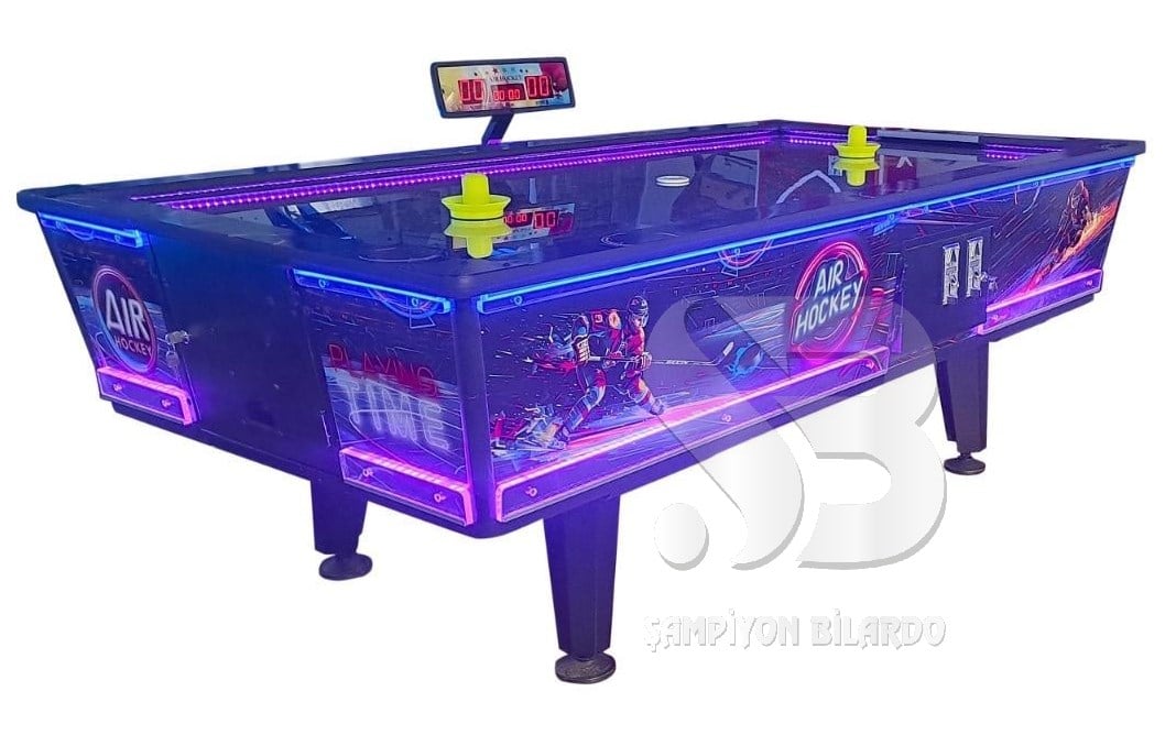 TAYFUN MODEL AİRHOCKEY (KROM SAC ZEMİN) (KÜPEŞTE İÇ VE DIŞ KENARLAR İLE GÖVDE LEDLİ) (FİBERGLAS KÜPEŞTE)