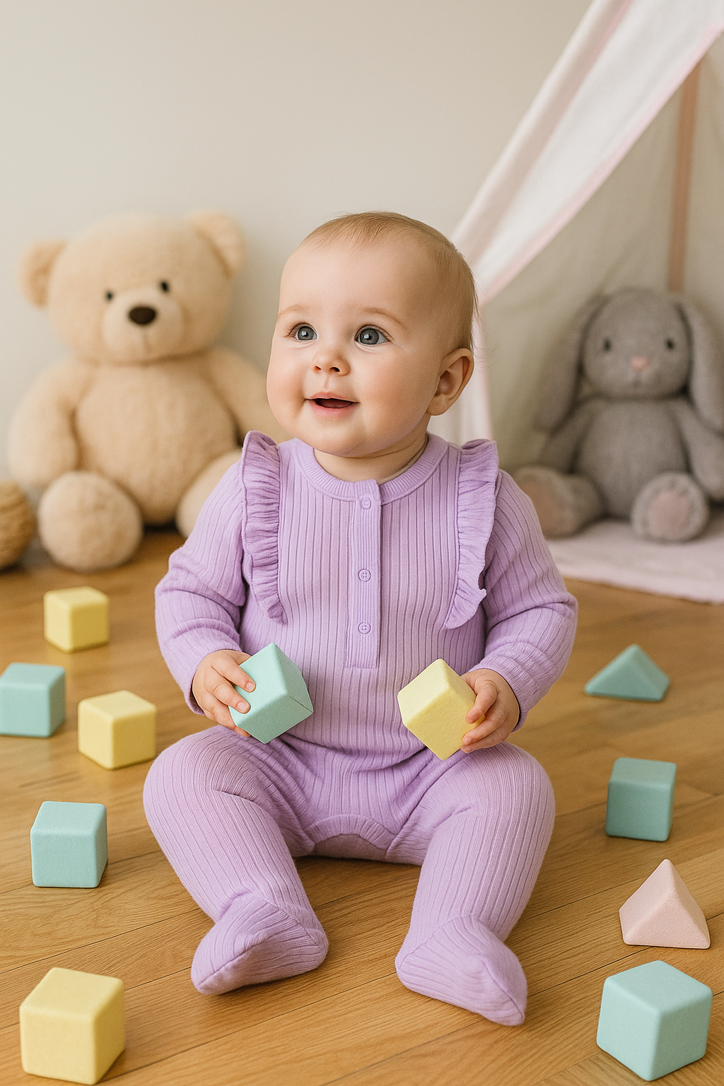 AD13386 Kız Bebek Tulum 1-3/3-6/6-9 AY